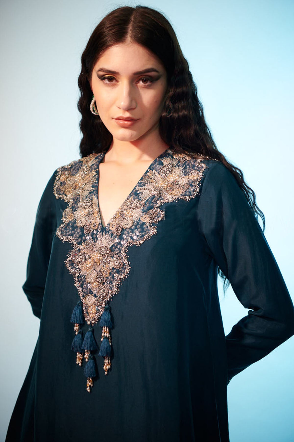 Green Embroidered Yoke Skirt Set