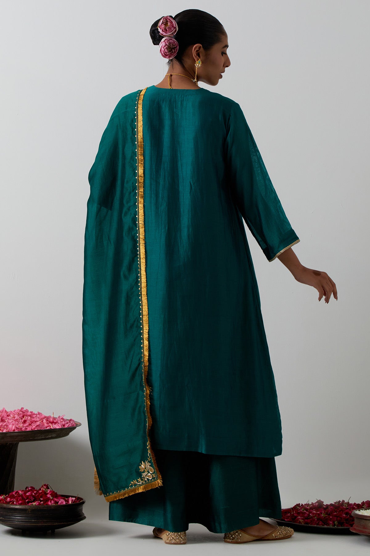 Green Embroidery Anarkali Set