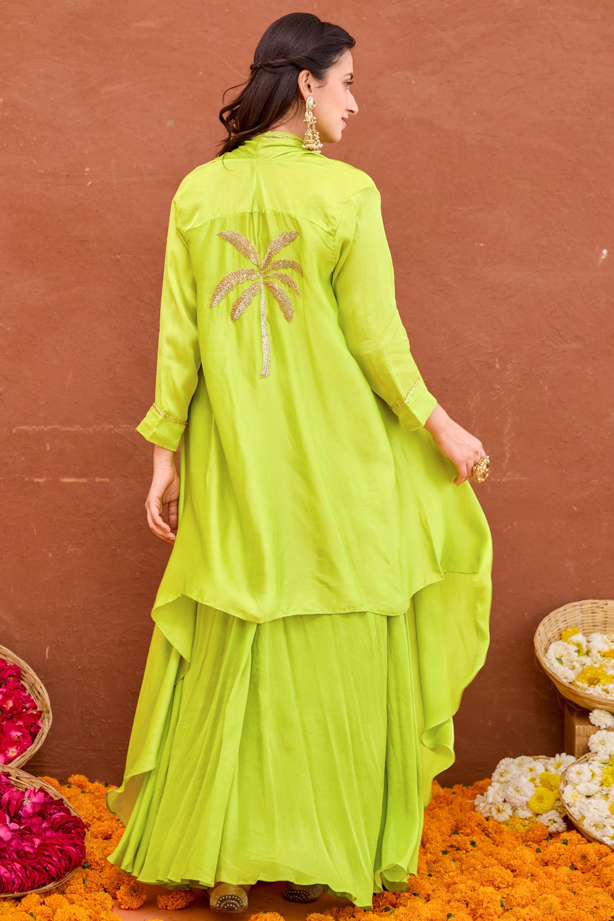 Green Embroidery Indo-Western