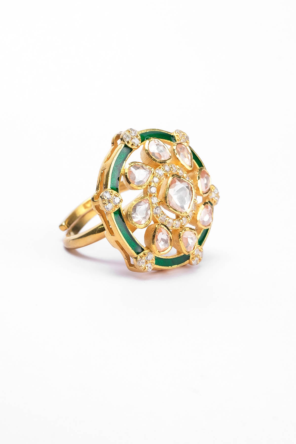 Green Enamel Embellished Ring