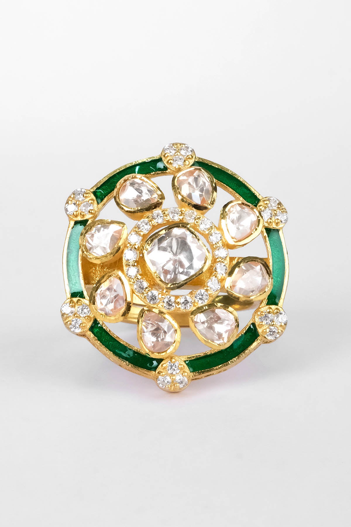 Green Enamel Embellished Ring