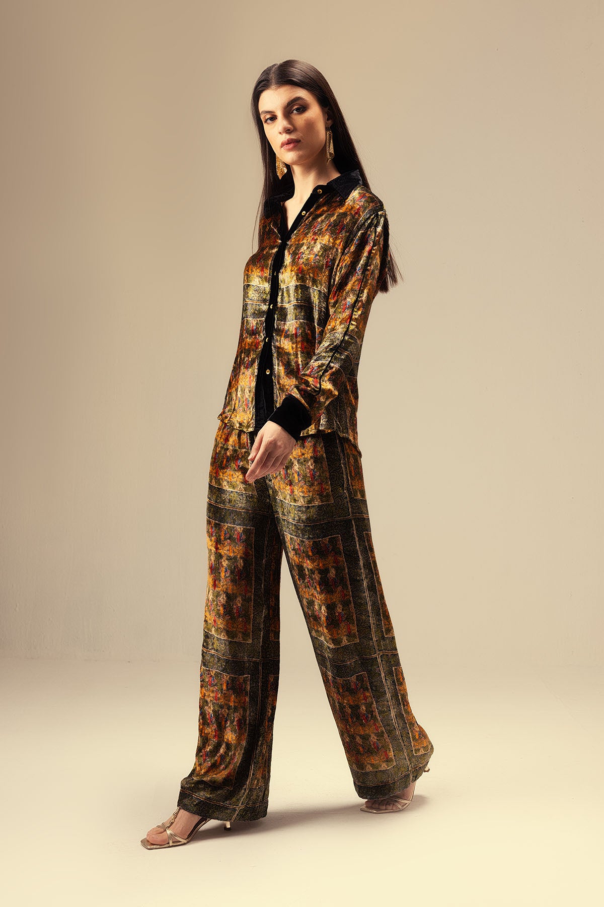 Green Ethnic Print Shirt & Pants