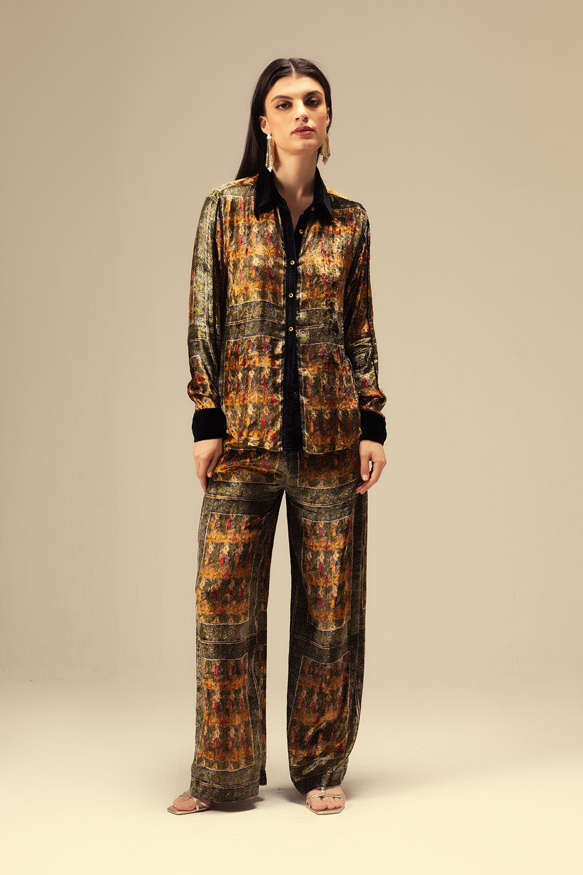 Green Ethnic Print Shirt & Pants