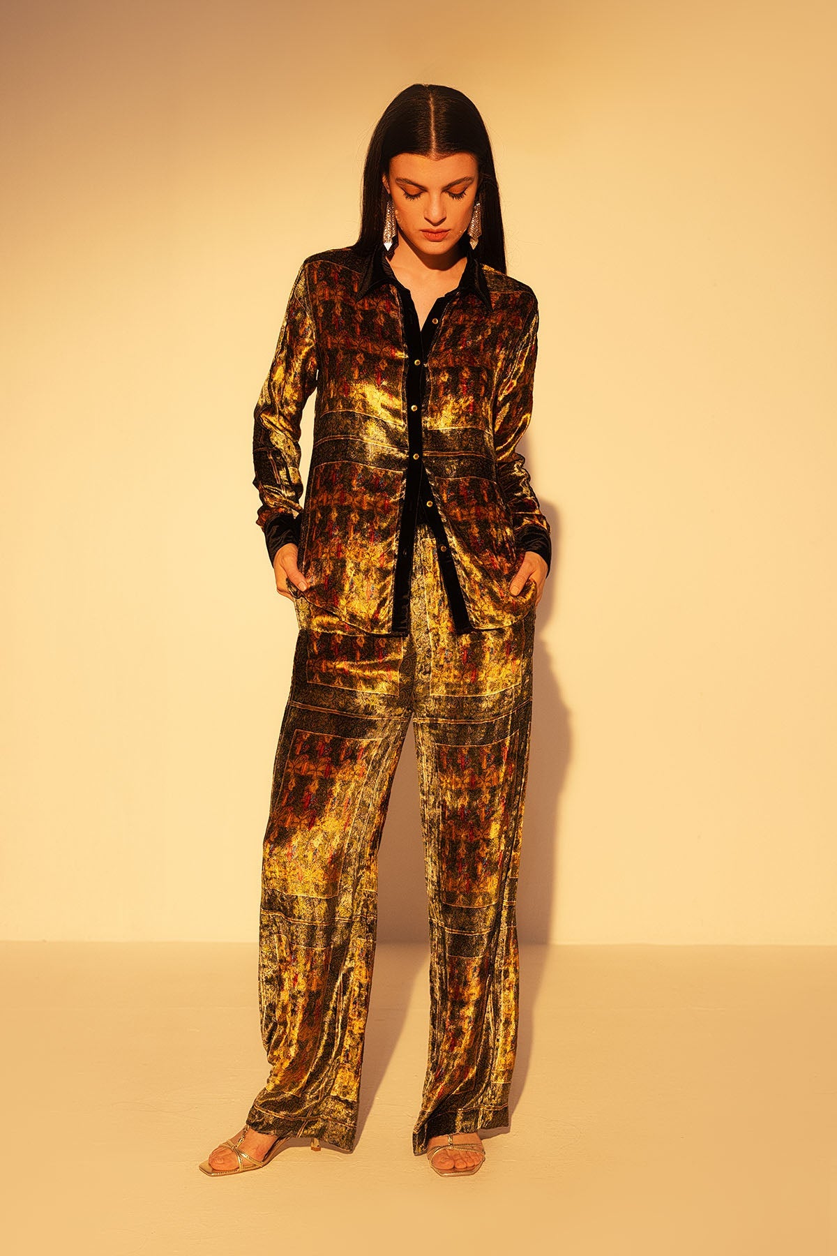 Buy Green Ethnic Print Shirt & Pants by Reena Sharma for women online at ScrollnShops