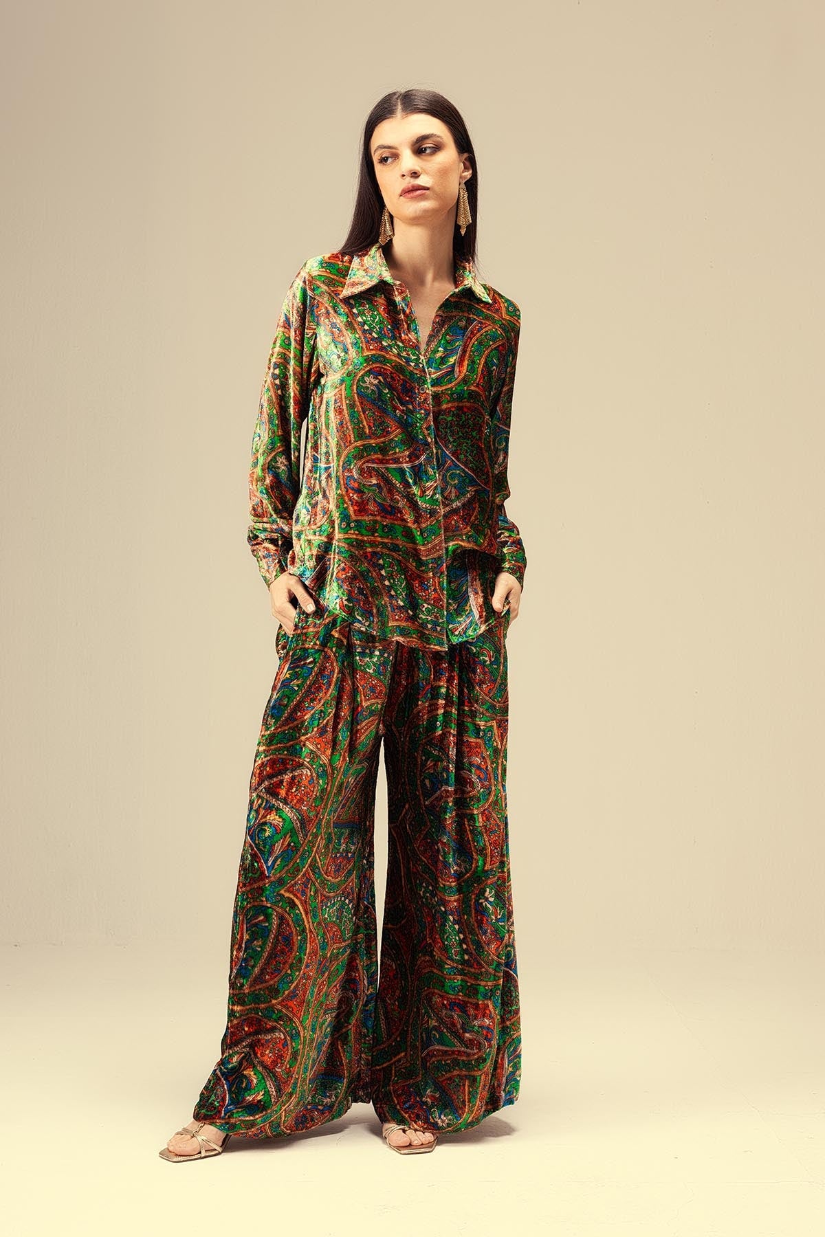 Buy Green Ethnic Printed Co-ord Set by Reena Sharma for women online at ScrollnShops