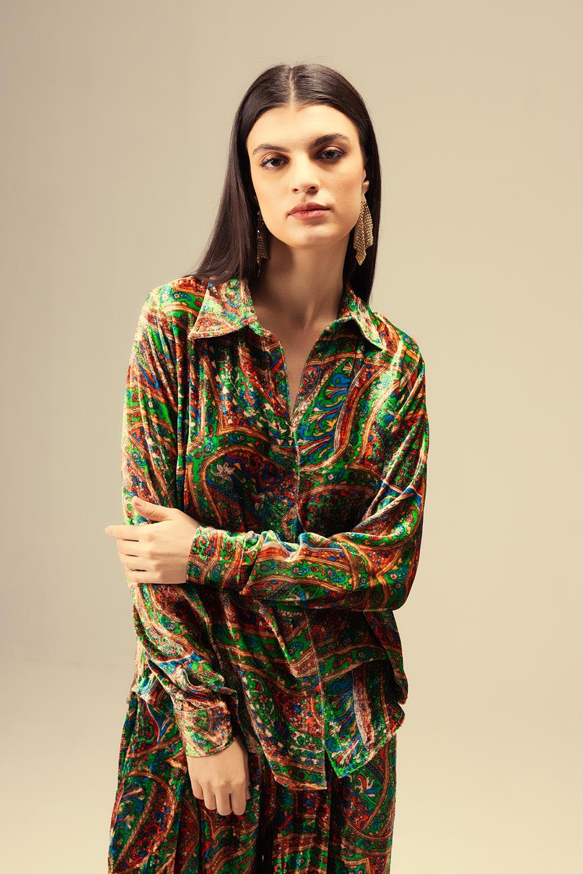 Green Ethnic Printed Co-ord Set