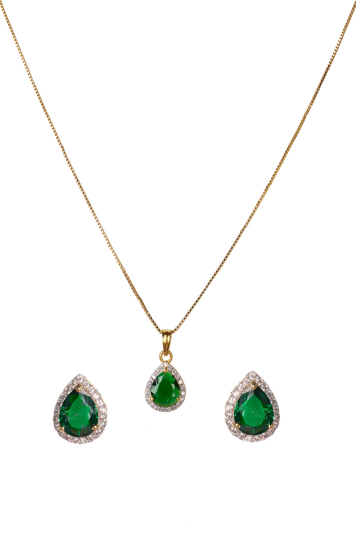 Green Faux Emerald Pendant Set