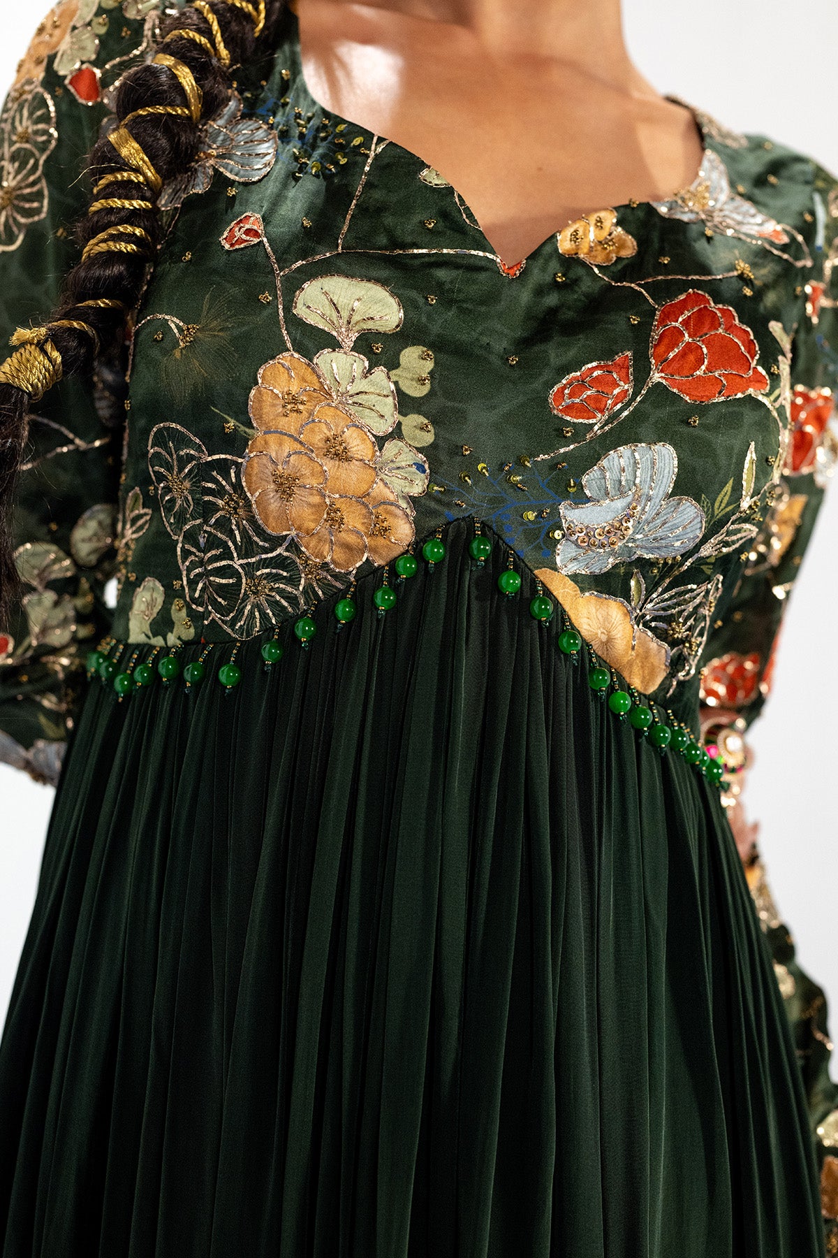 Green Flared Anarkali & Dupatta