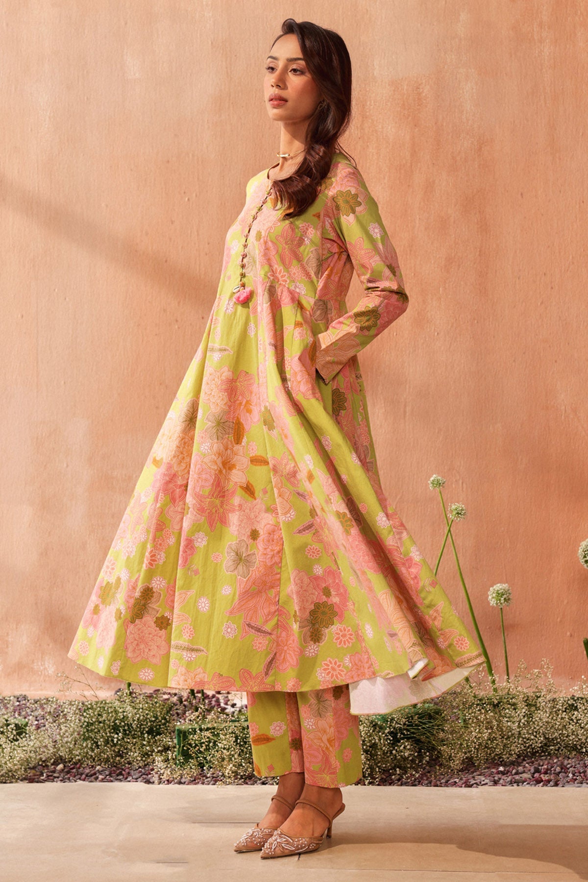 Buy Green Flared Print Kurta & Pants by Seema Nanda for women online at ScrollnShops