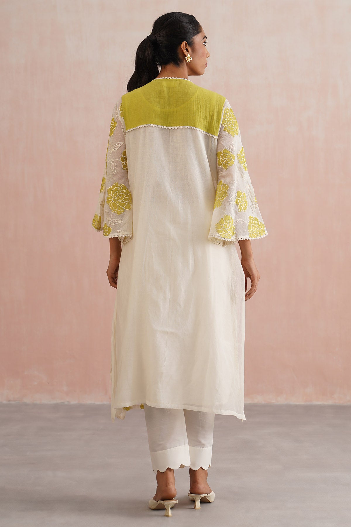 Green Floral Applique Kurta Set