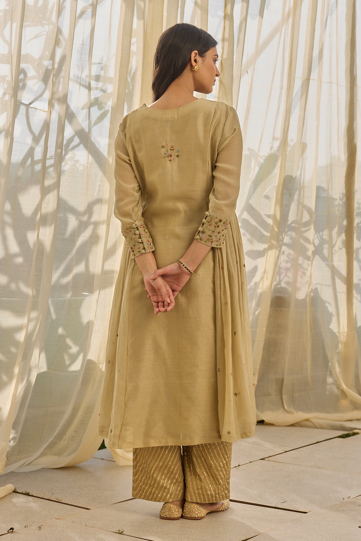 Green Floral Kalidar Kurta Set