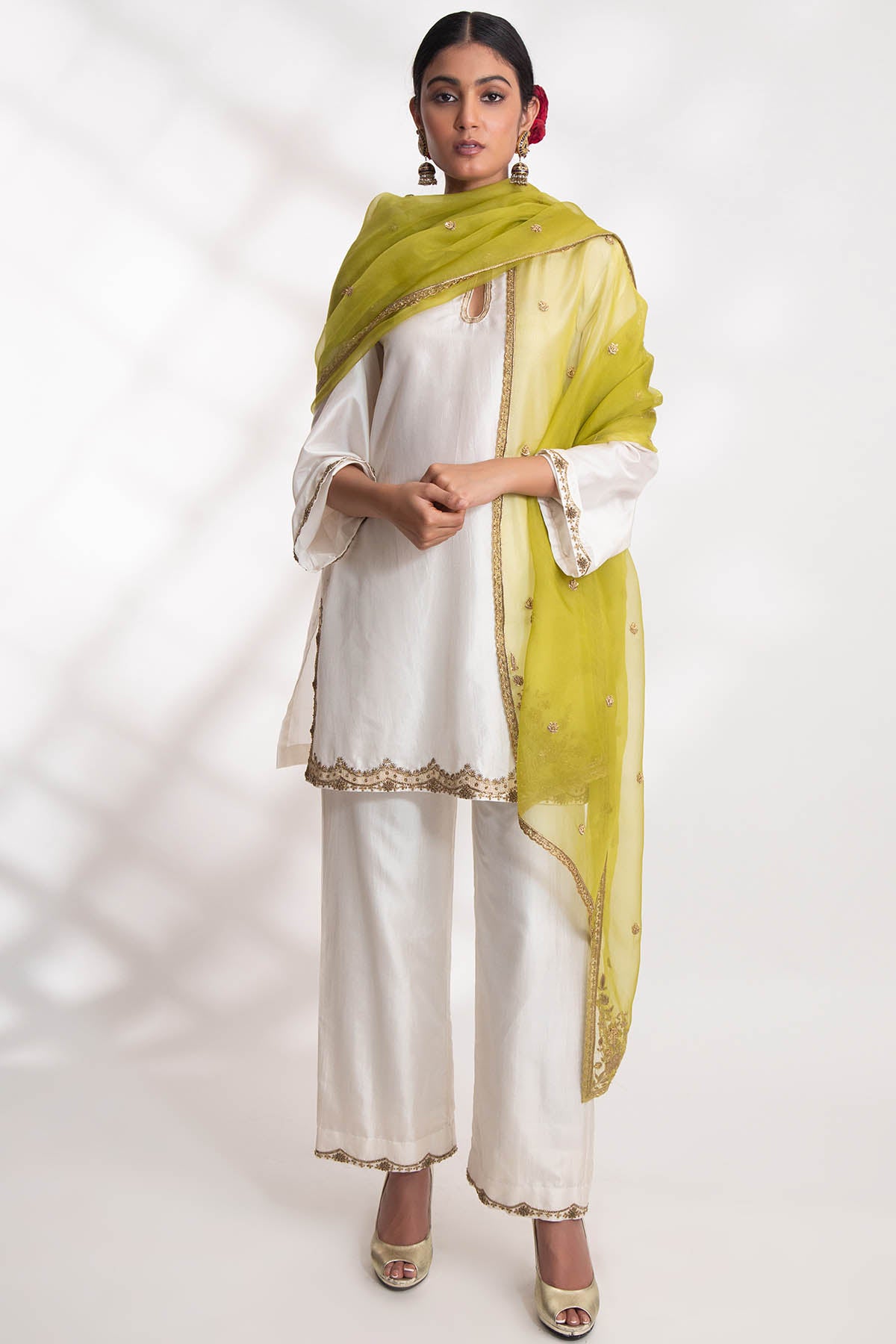 Green Floral Motifs Dupatta