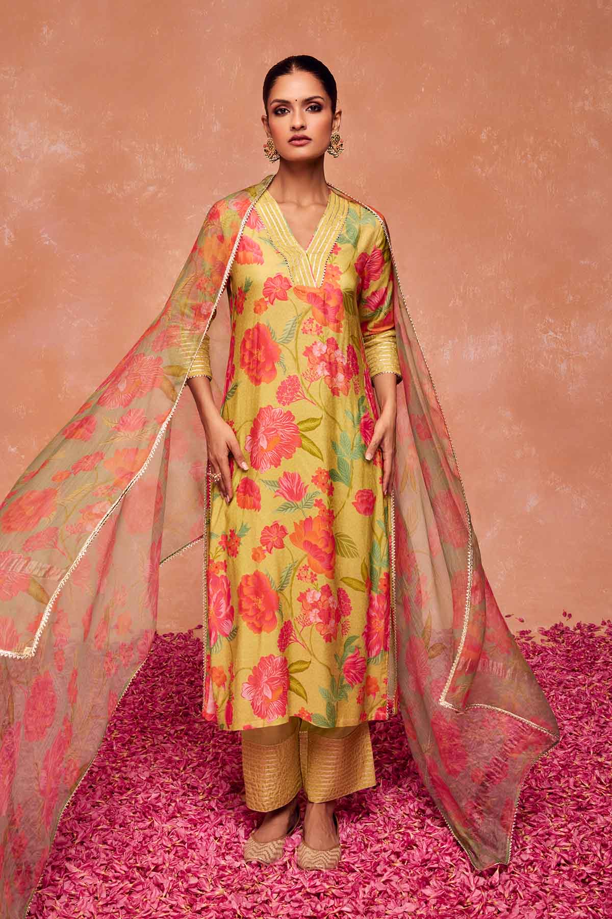 Buy Green Floral Print Palazzo Set by Dohr India for women online at ScrollnShops