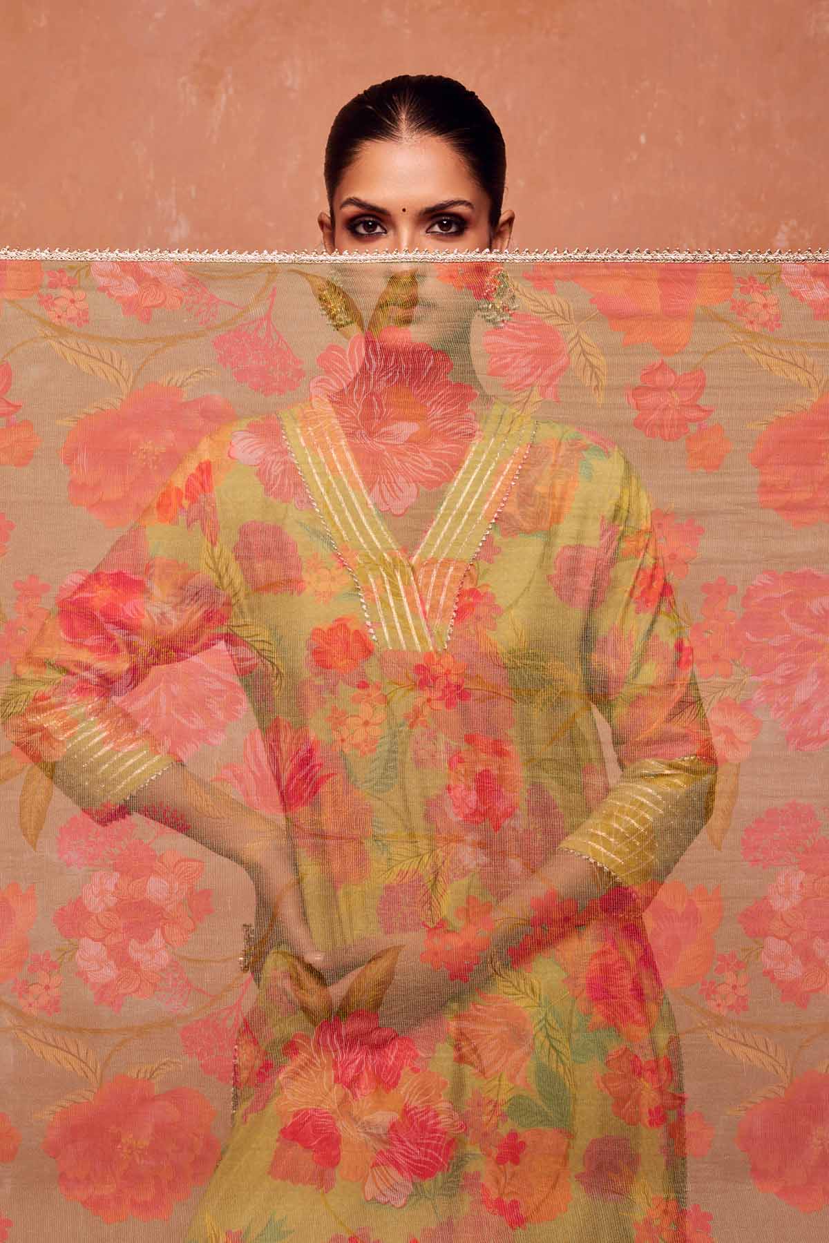 Green Floral Print Palazzo Set