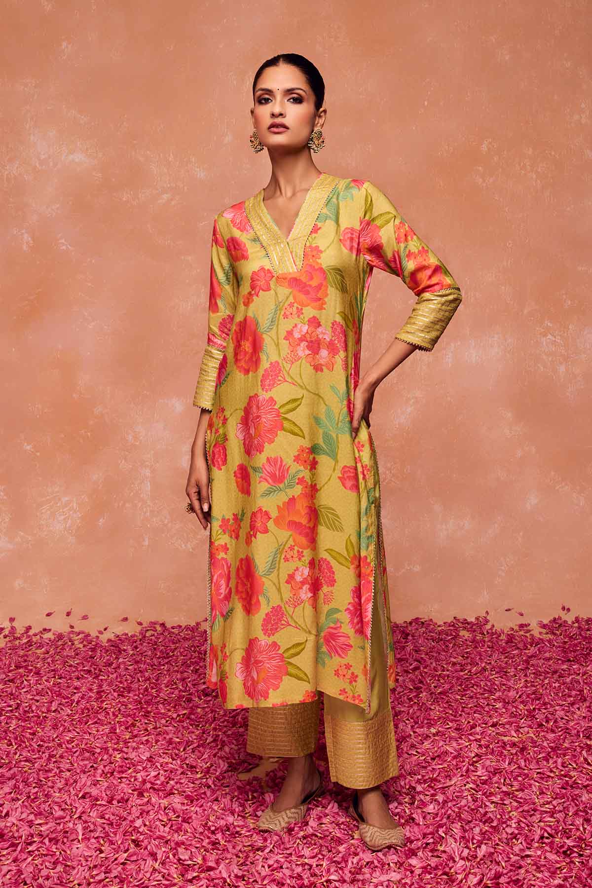 Green Floral Print Palazzo Set