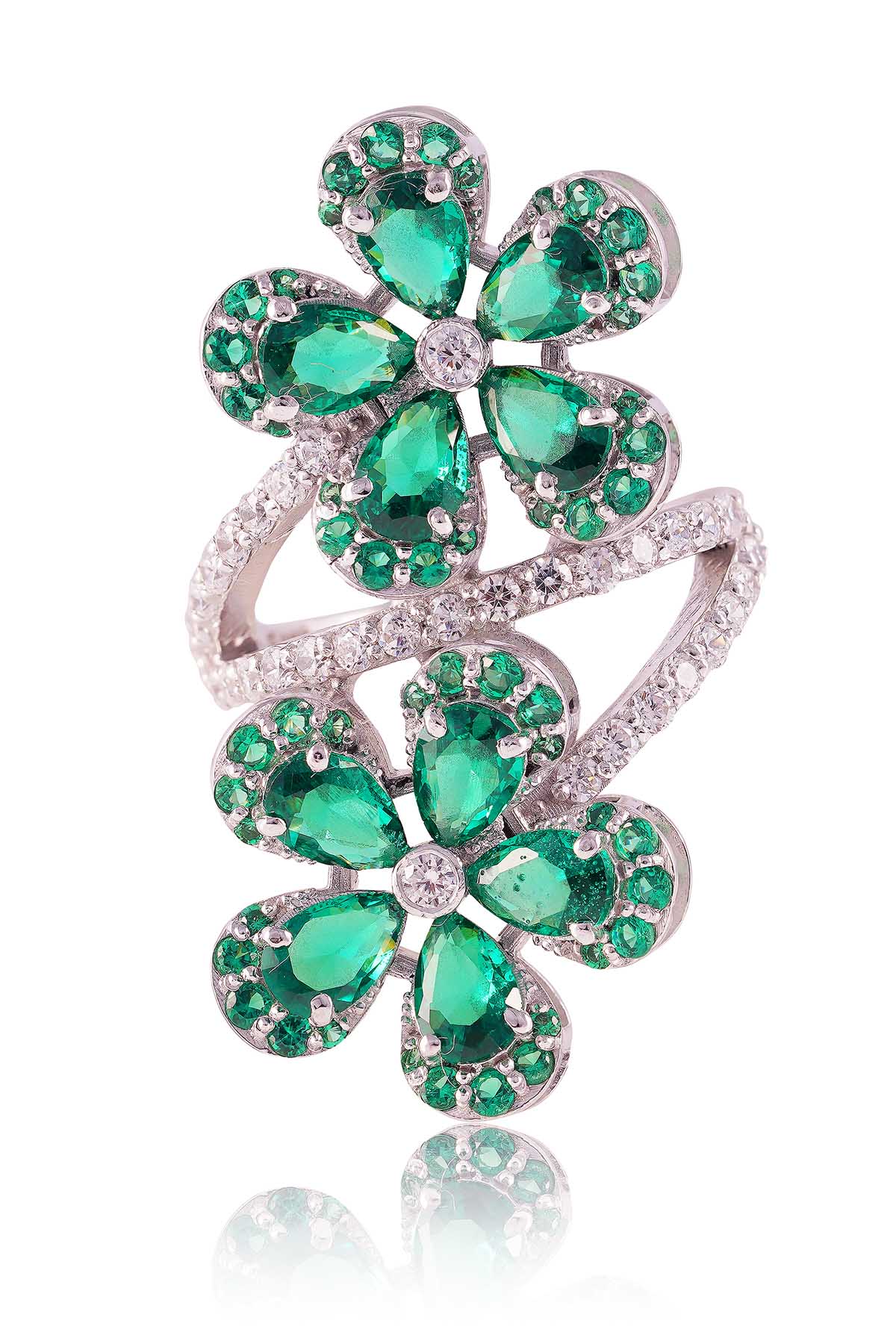 Buy Green Floral Stone Elysium Ring by Prata for women online at ScrollnShops