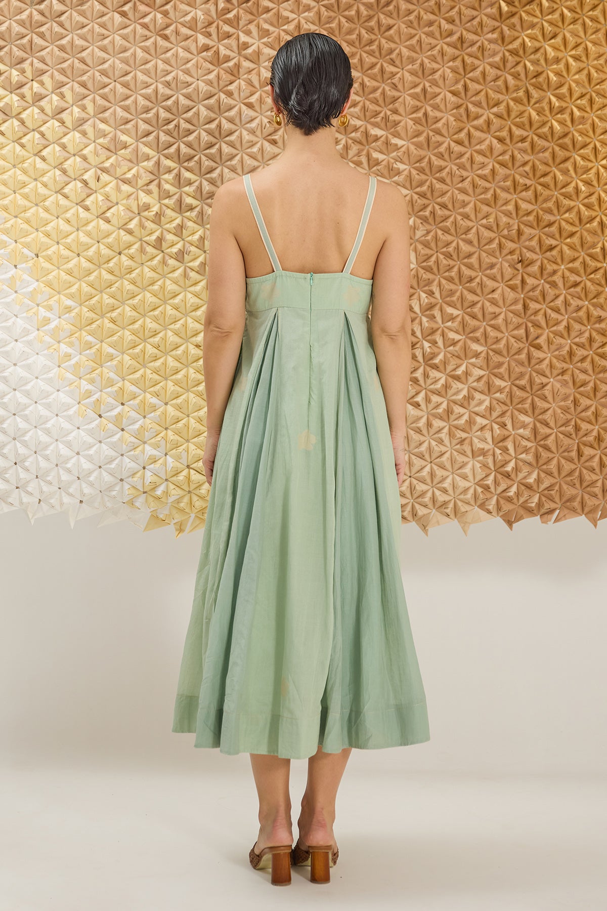 Green Floral Tiered Midi Dress