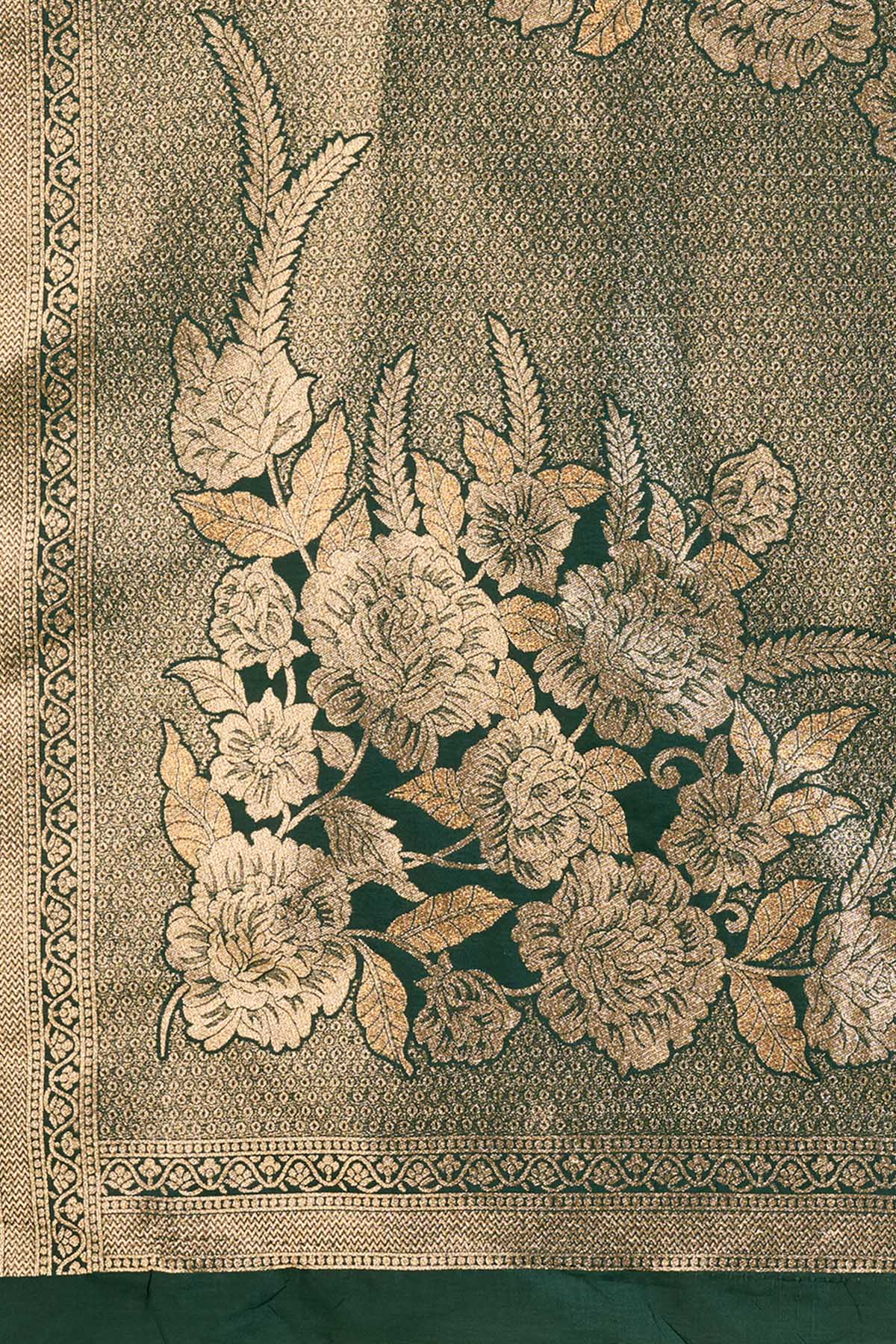 Green Floral Zari Saree & Blouse