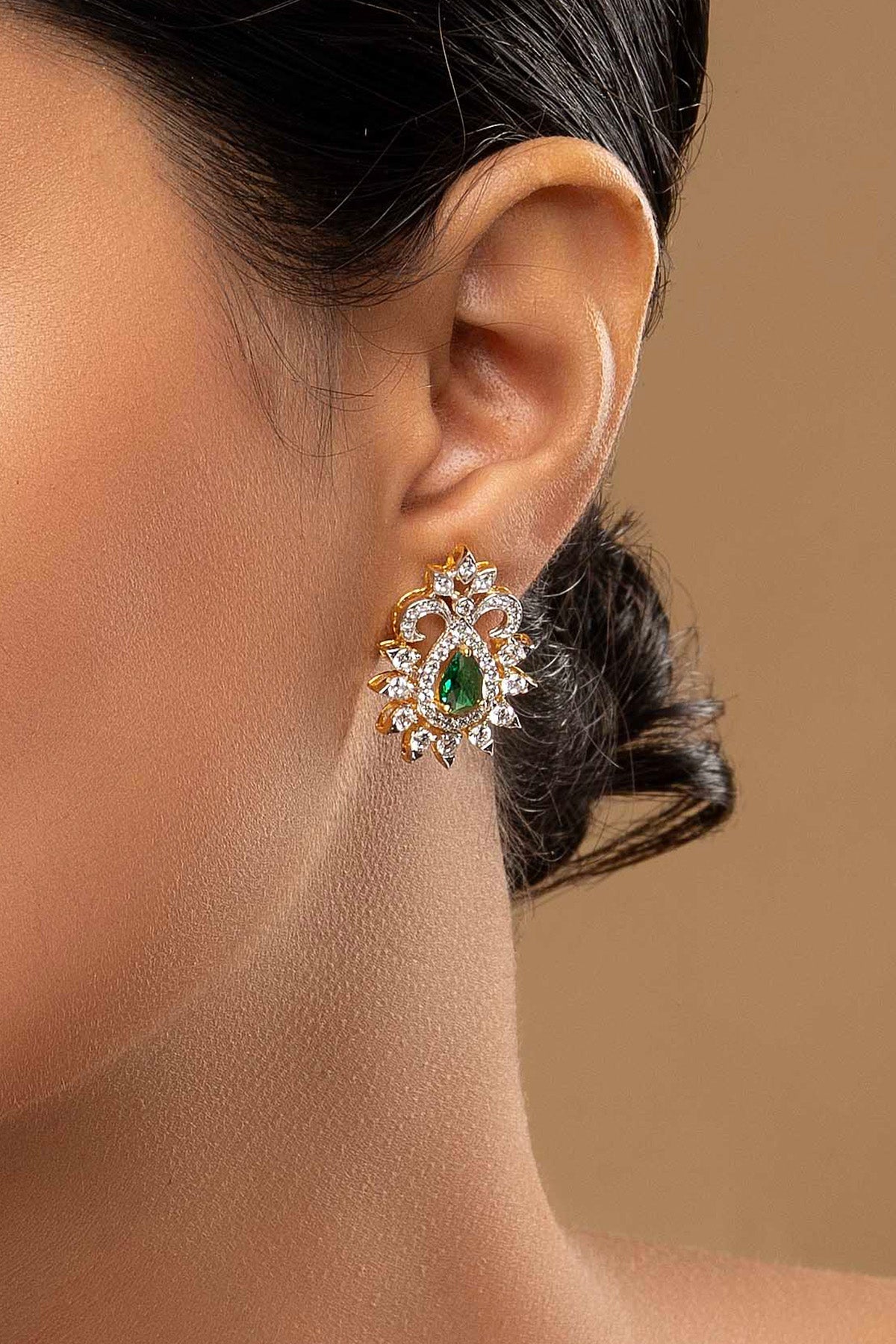 Buy Green Flower Shaped Earrings for women by Sica online available at scrollnshops