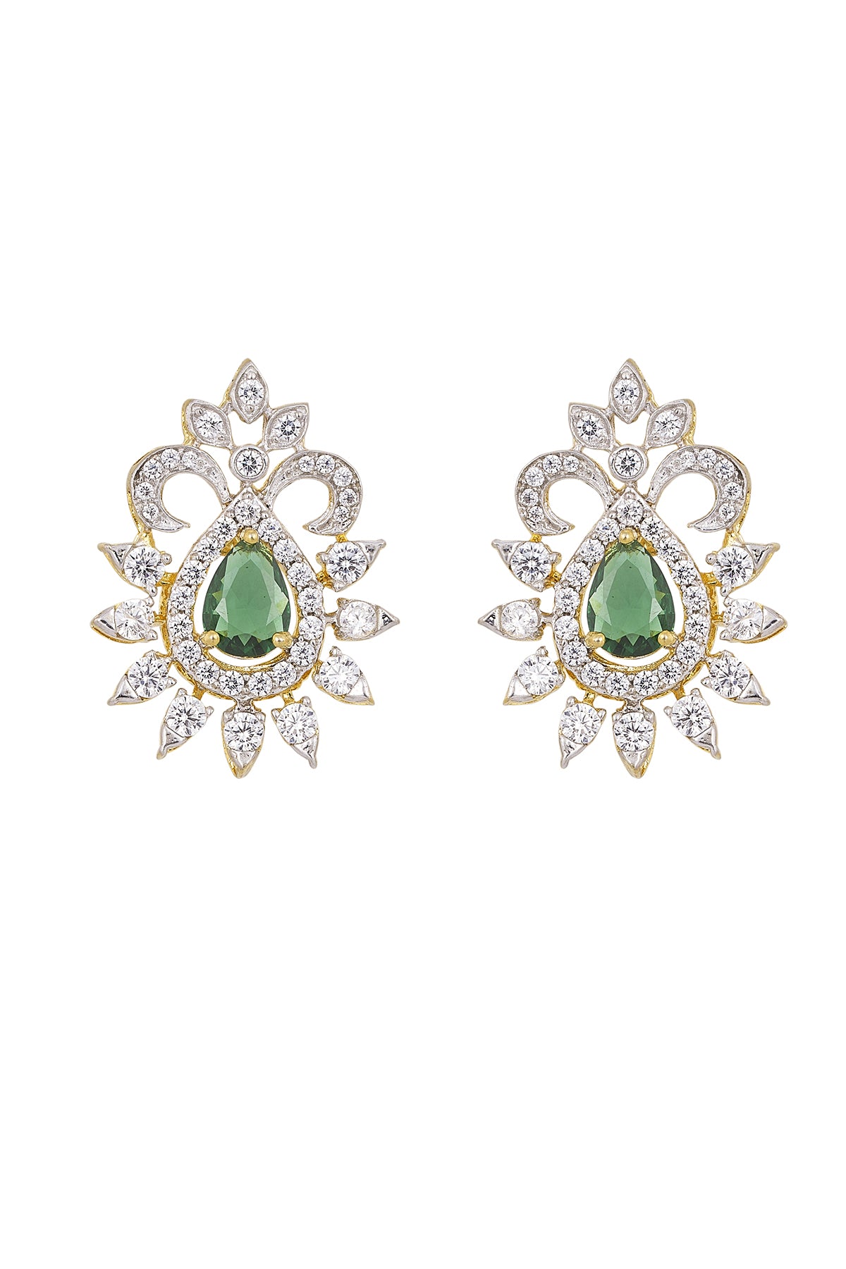 Green Flower Shaped Earrings