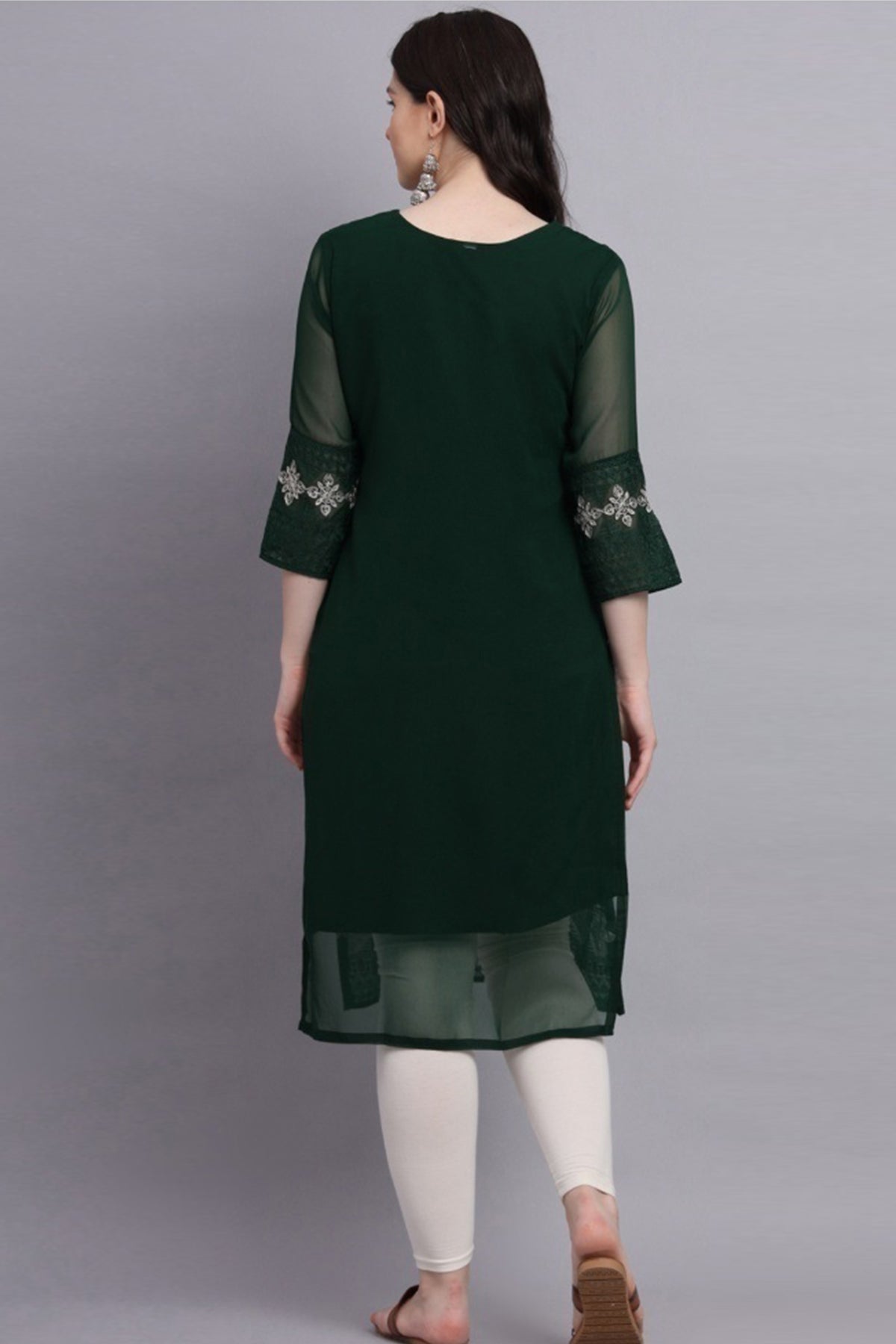 Green Georgette Lucknowi Kurta