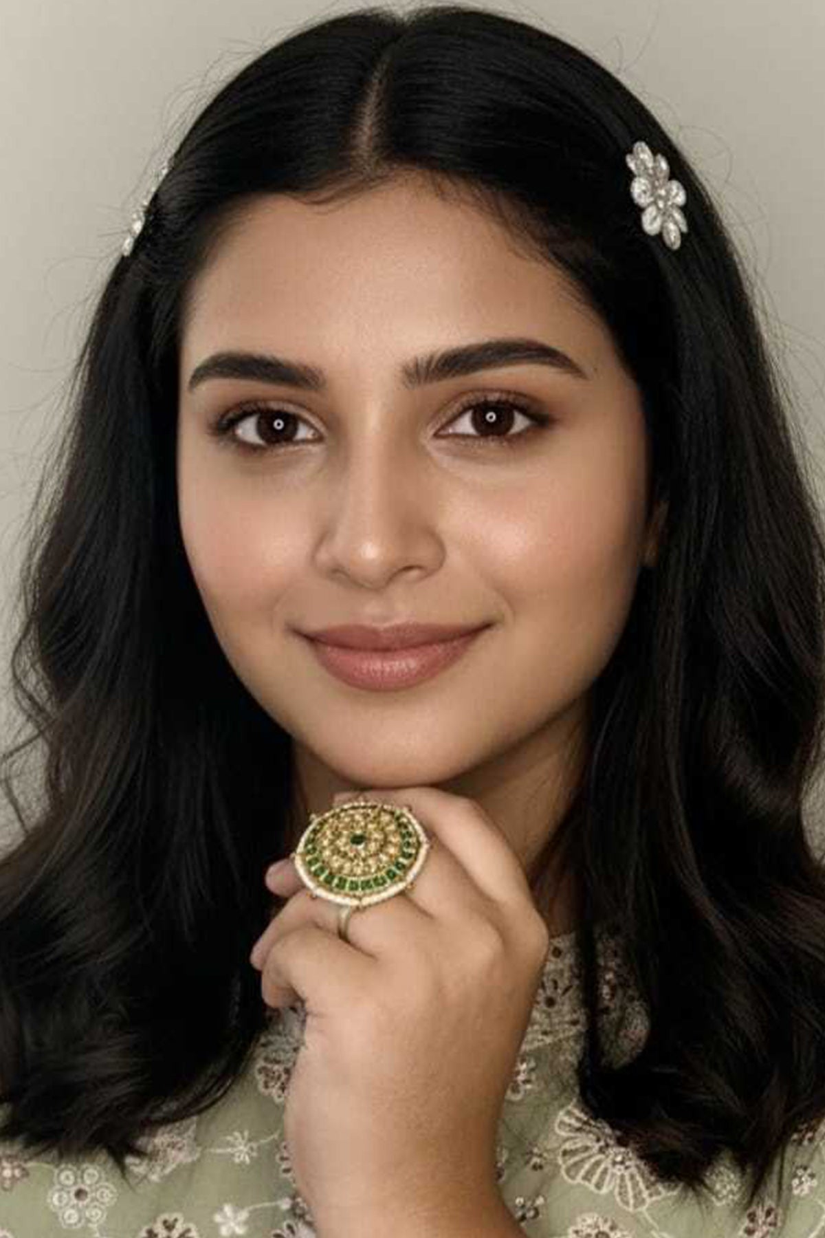 Buy Green Gold Plated Chakra Ring for women by Beauty Spot Jewellery online available at scrollnshops