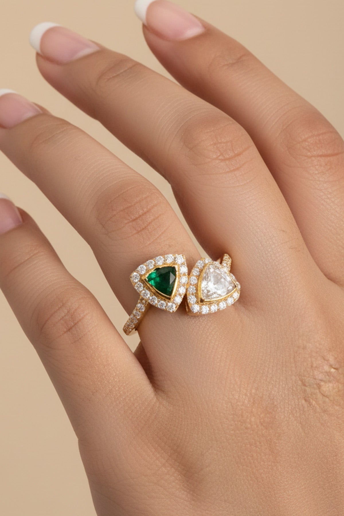 Buy Green Gold Plated Polki Ring Set for women by Sica online available at scrollnshops