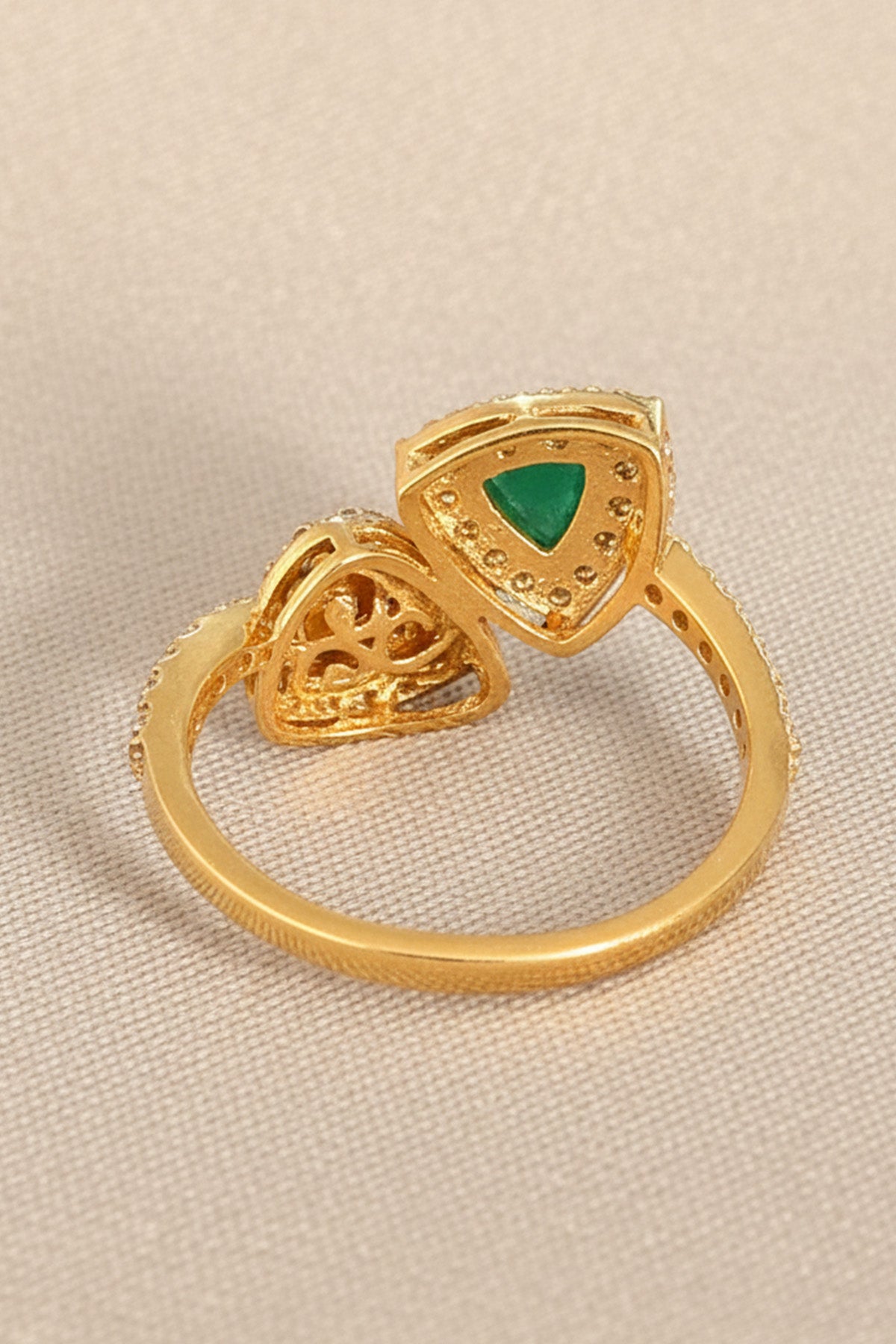 Green Gold Plated Polki Ring