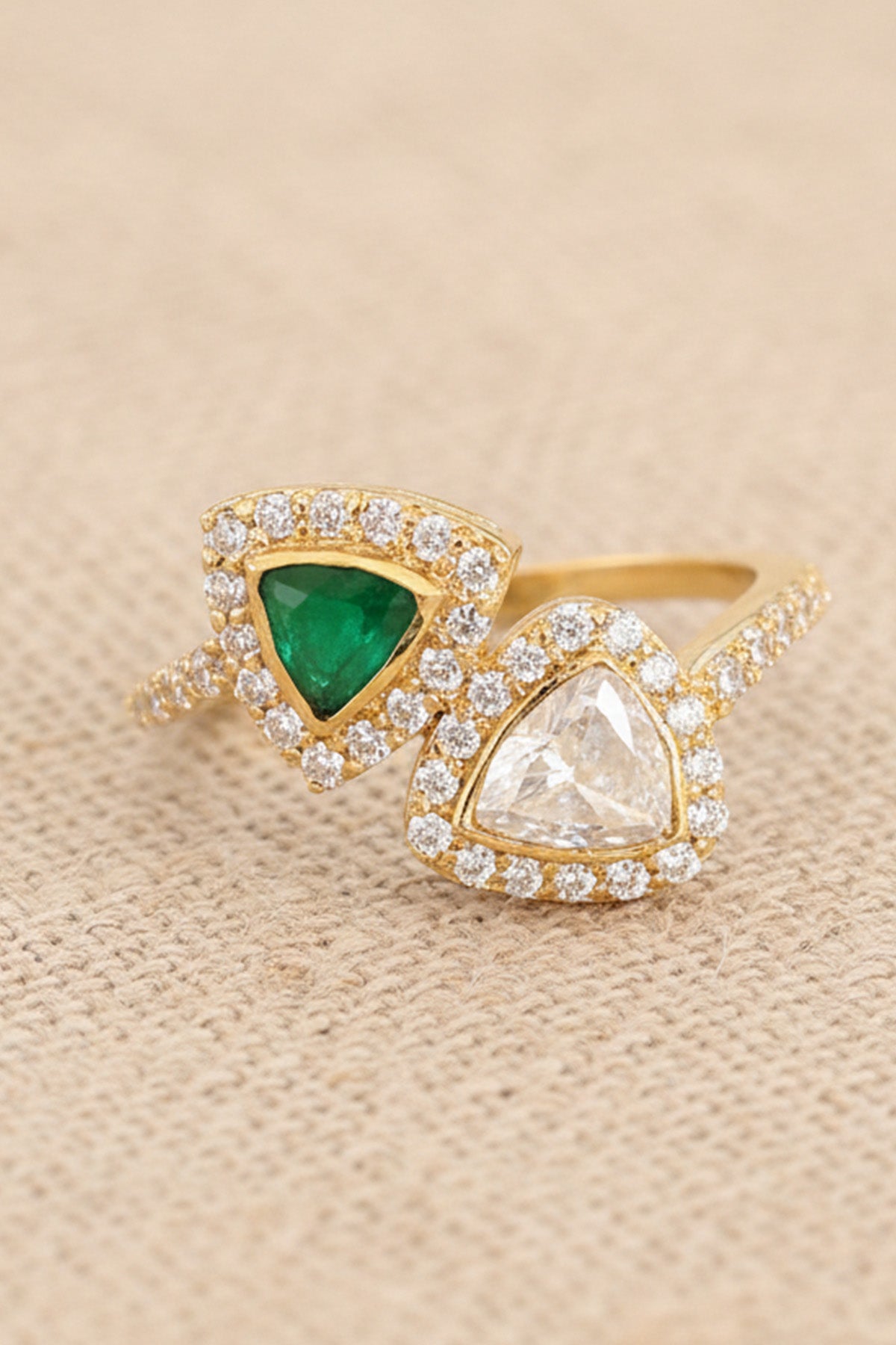 Green Gold Plated Polki Ring