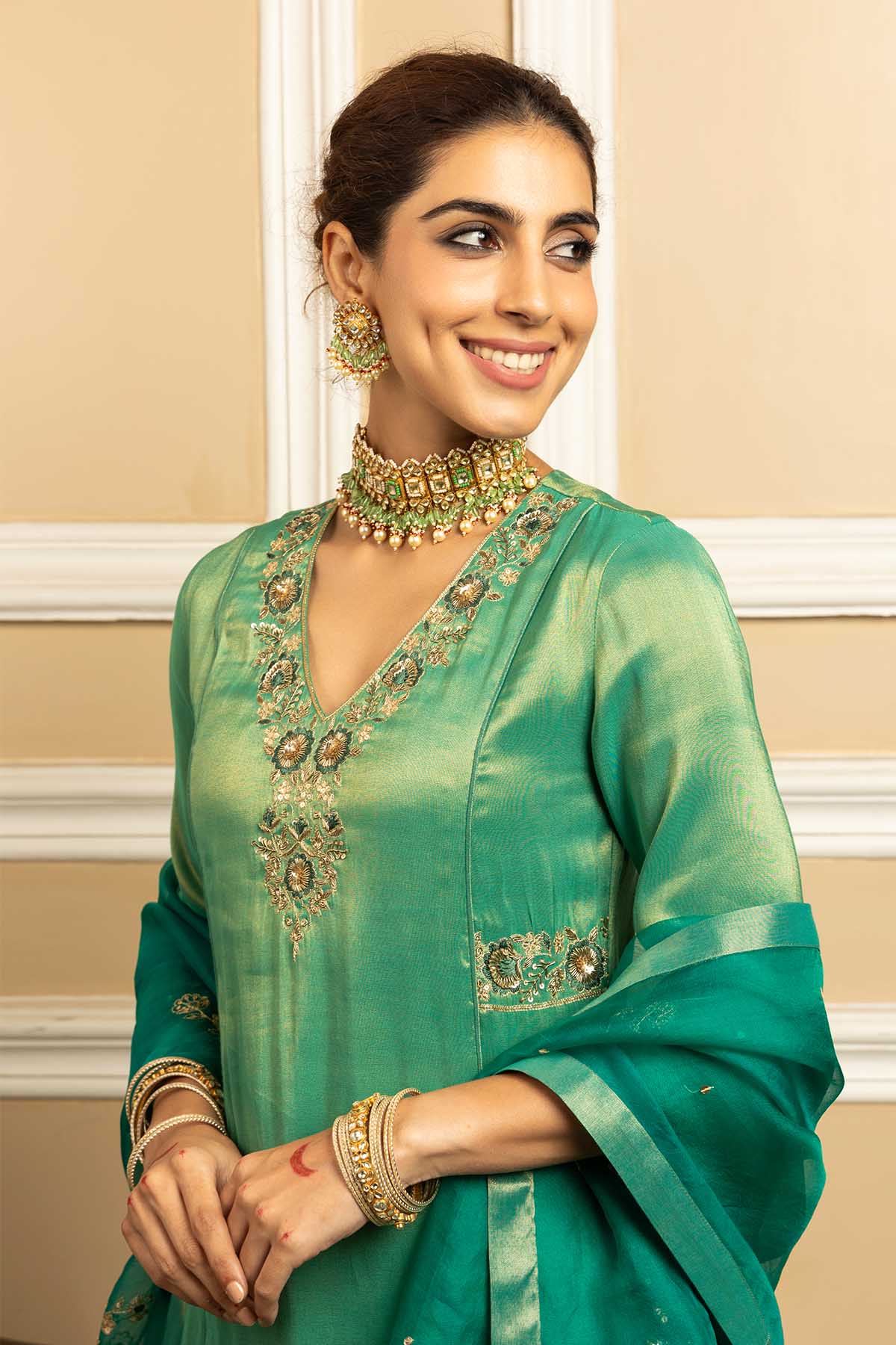 Green Gota Embellished Kurta Set