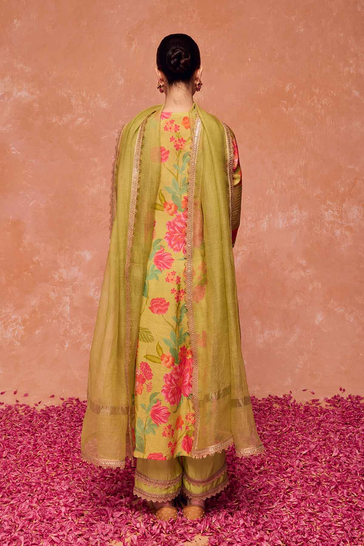 Green Gota Work Long Kurta Set