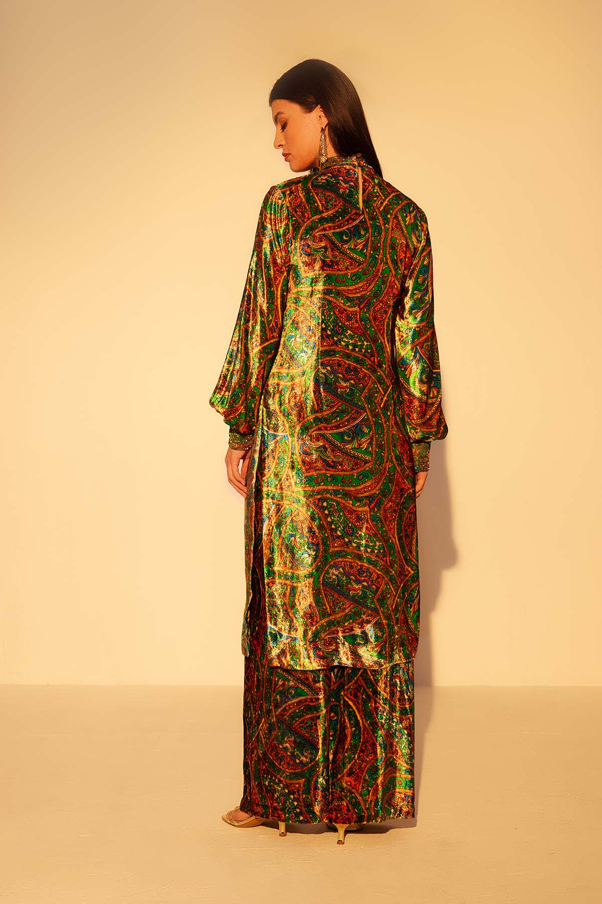 Green Hand Embellished Tunic Set