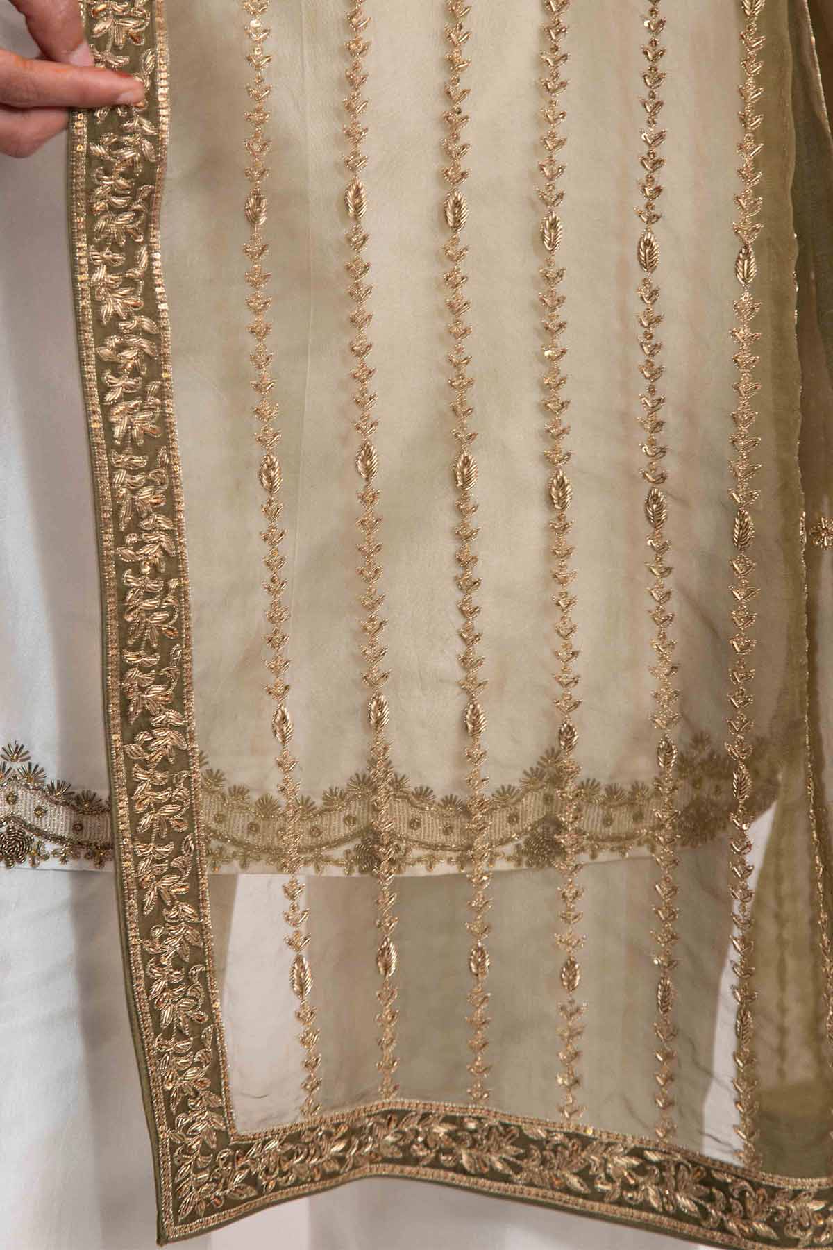 Green Hand Embroidered Dupatta