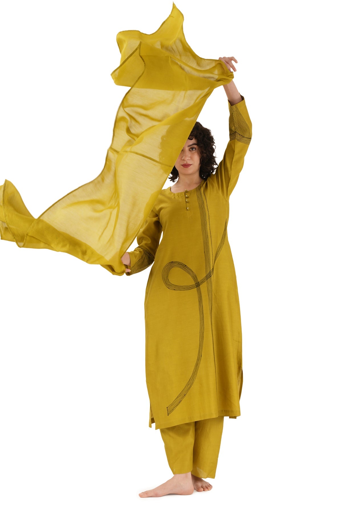 Buy Green Hand Embroidery Kurta Set for women by Khat Clothing online available at scrollnshops