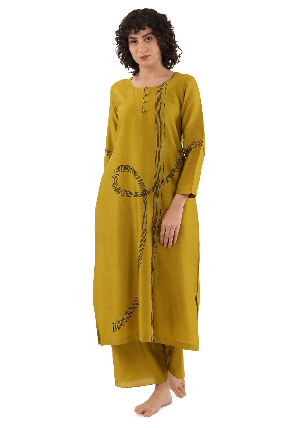 Green Hand Embroidery Kurta Set