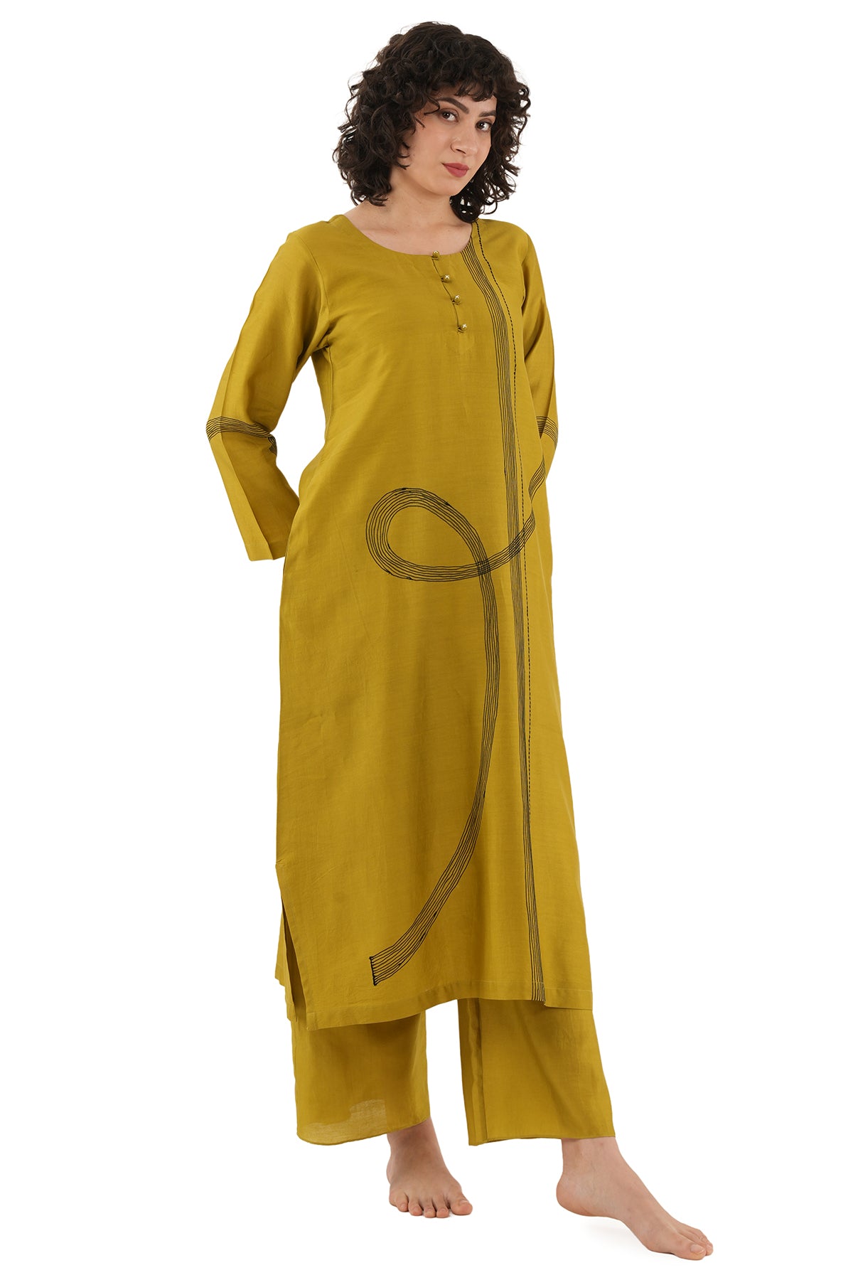 Green Hand Embroidery Kurta Set