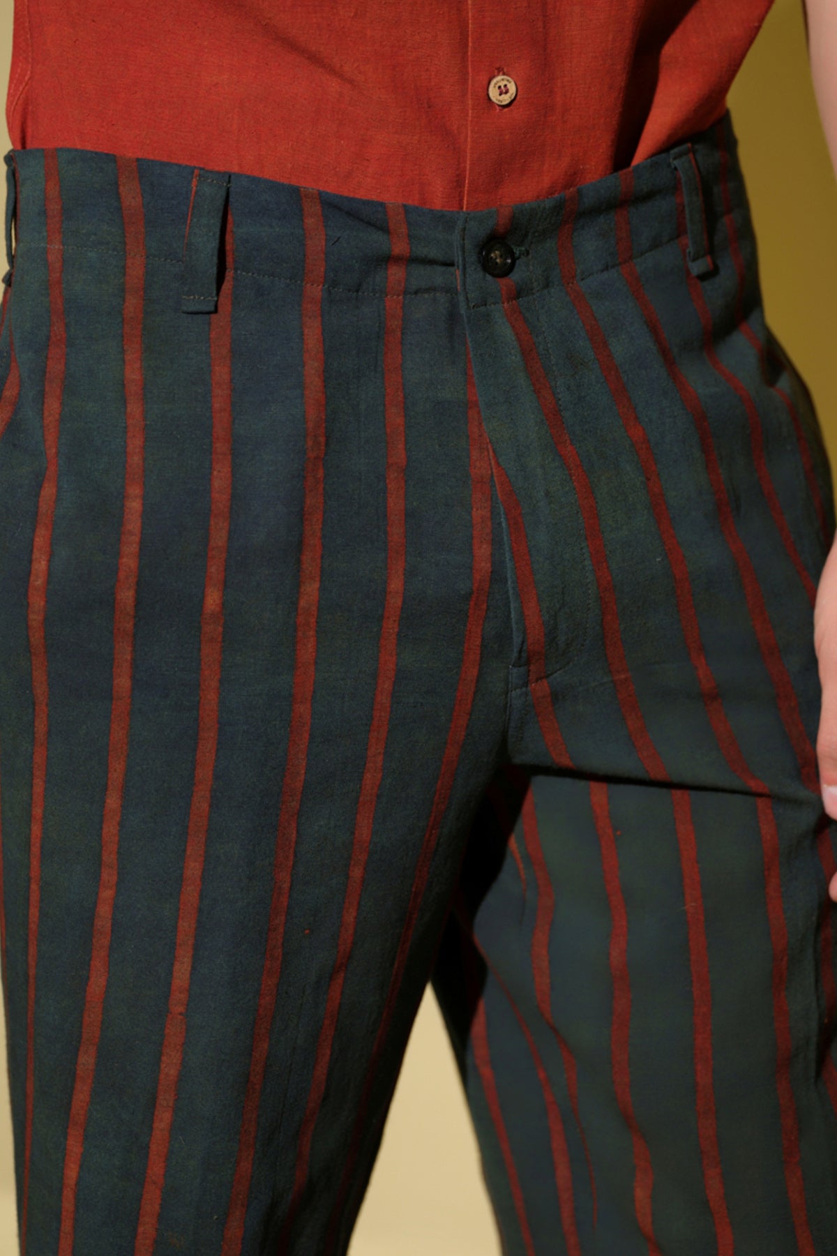 Green Handblock Printed Pants