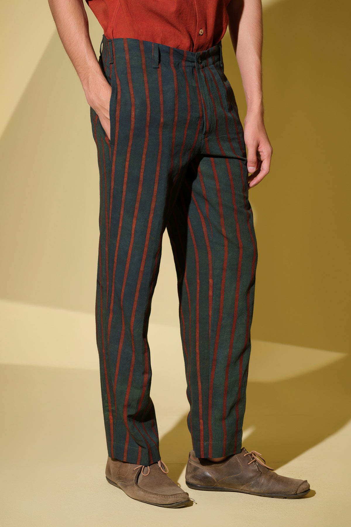 Green Handblock Printed Pants