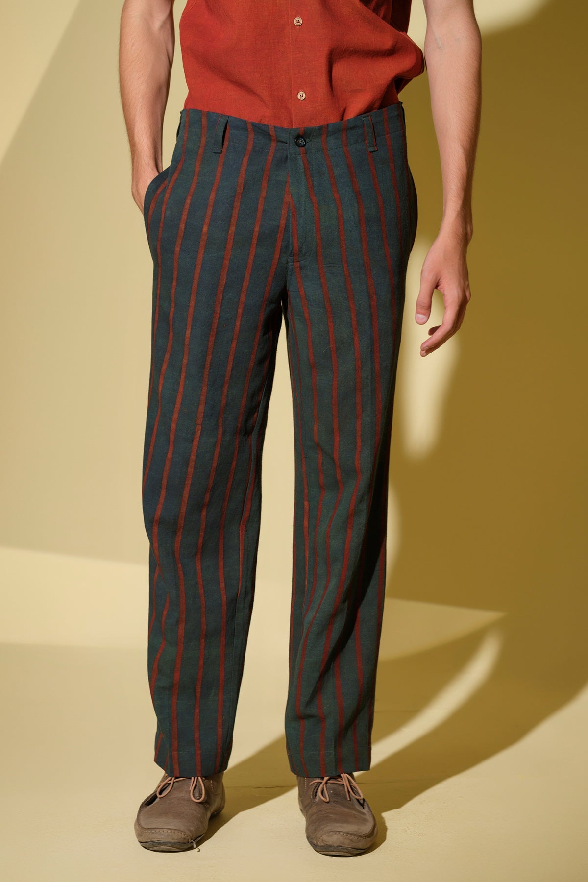 Buy Green Handblock Printed Pants by Vasudhaa Vastrram for men online at ScrollnShops