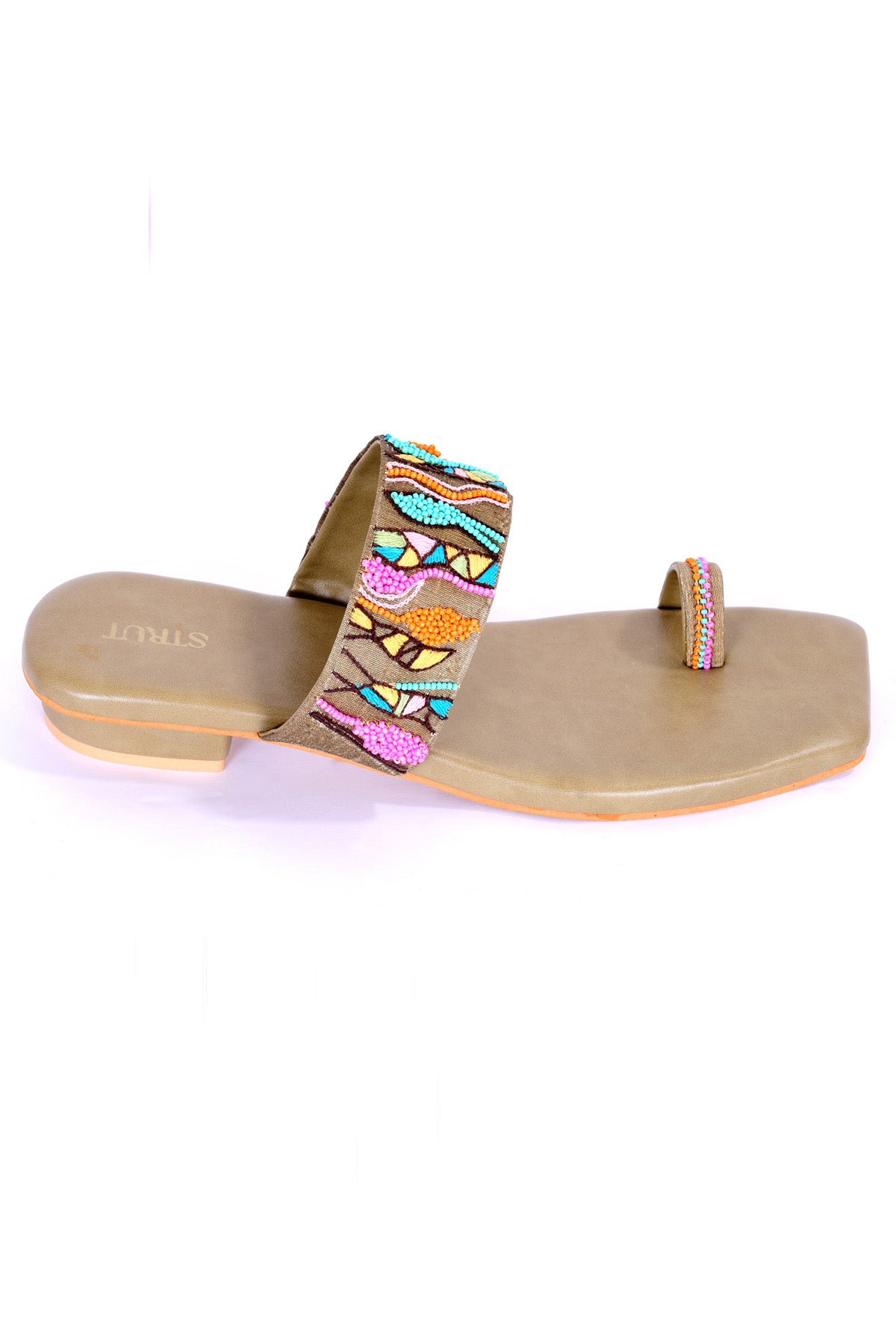 Green Handwork Kolhapuri Chappal