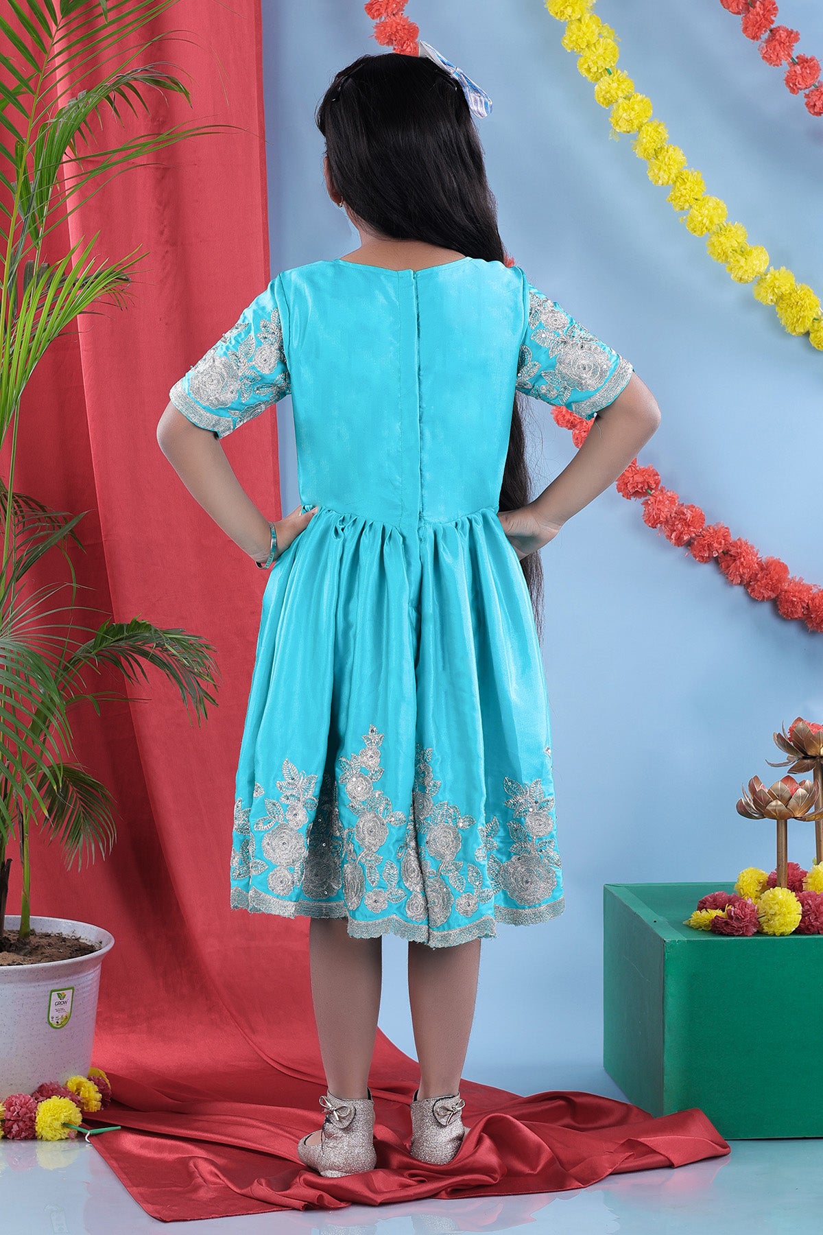 Green Heavy Embroidered Dress