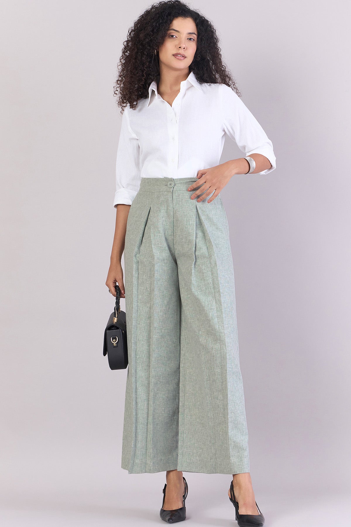 Green High-Waisted Trousers