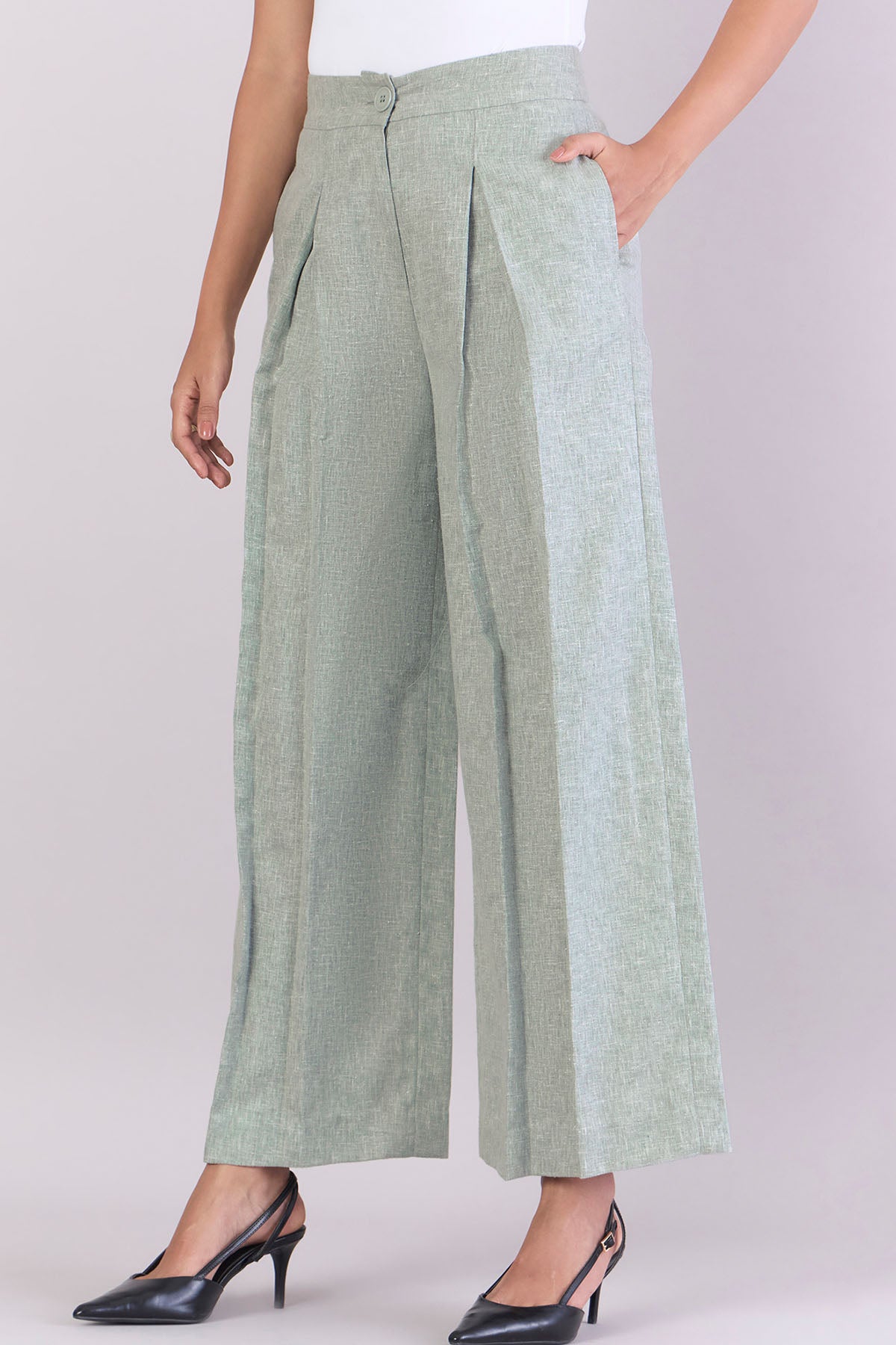 Green High-Waisted Trousers