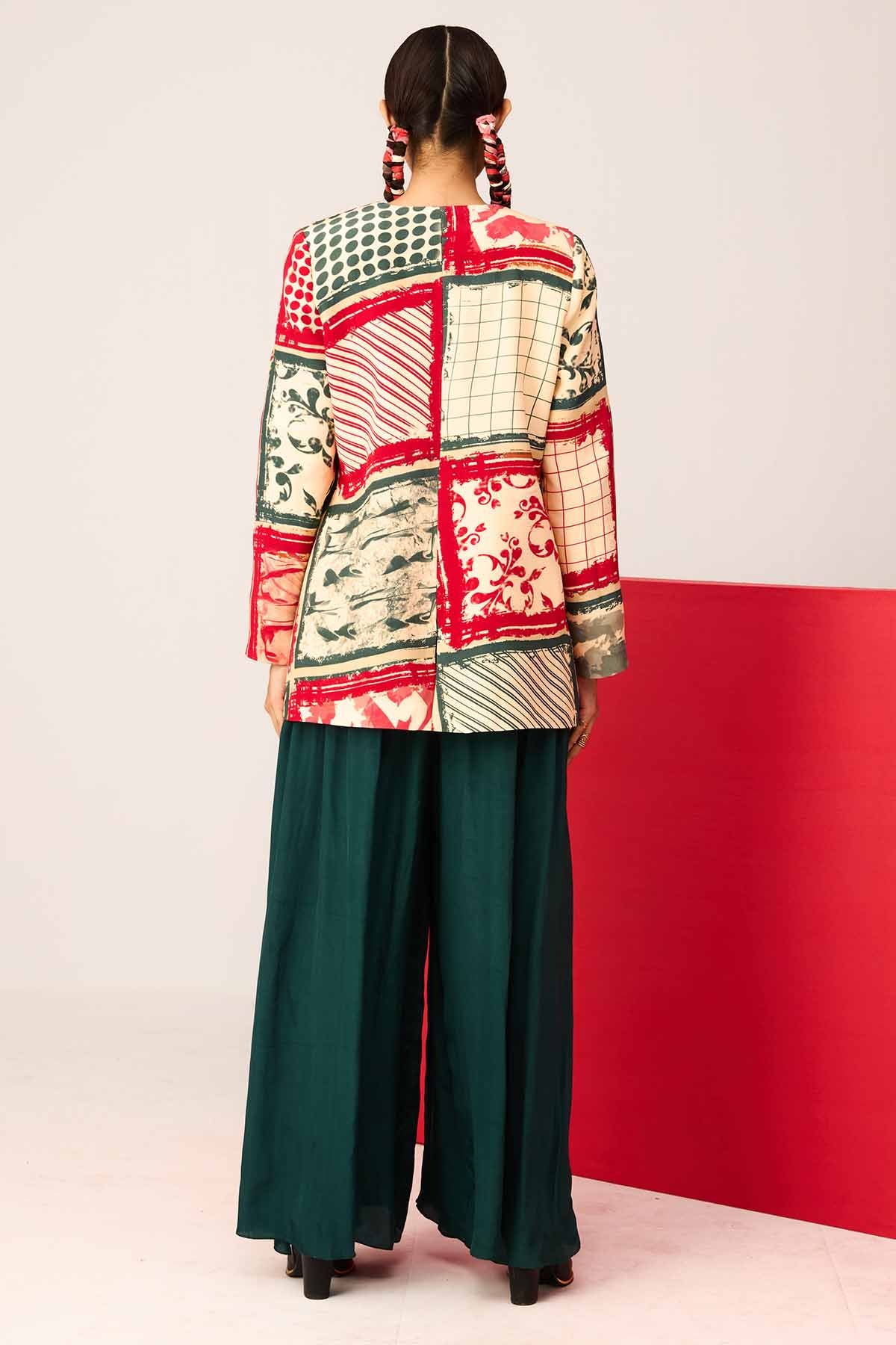 Green Jumpsuit & Print Jacket