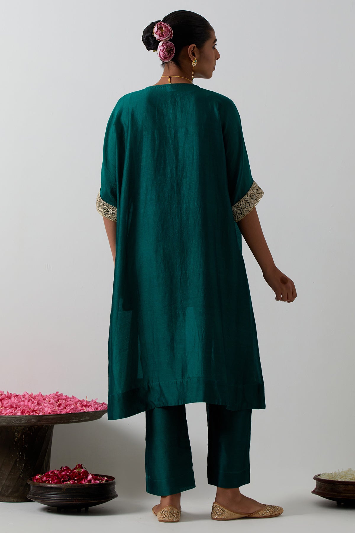 Green Kaftan Style Kurta Set
