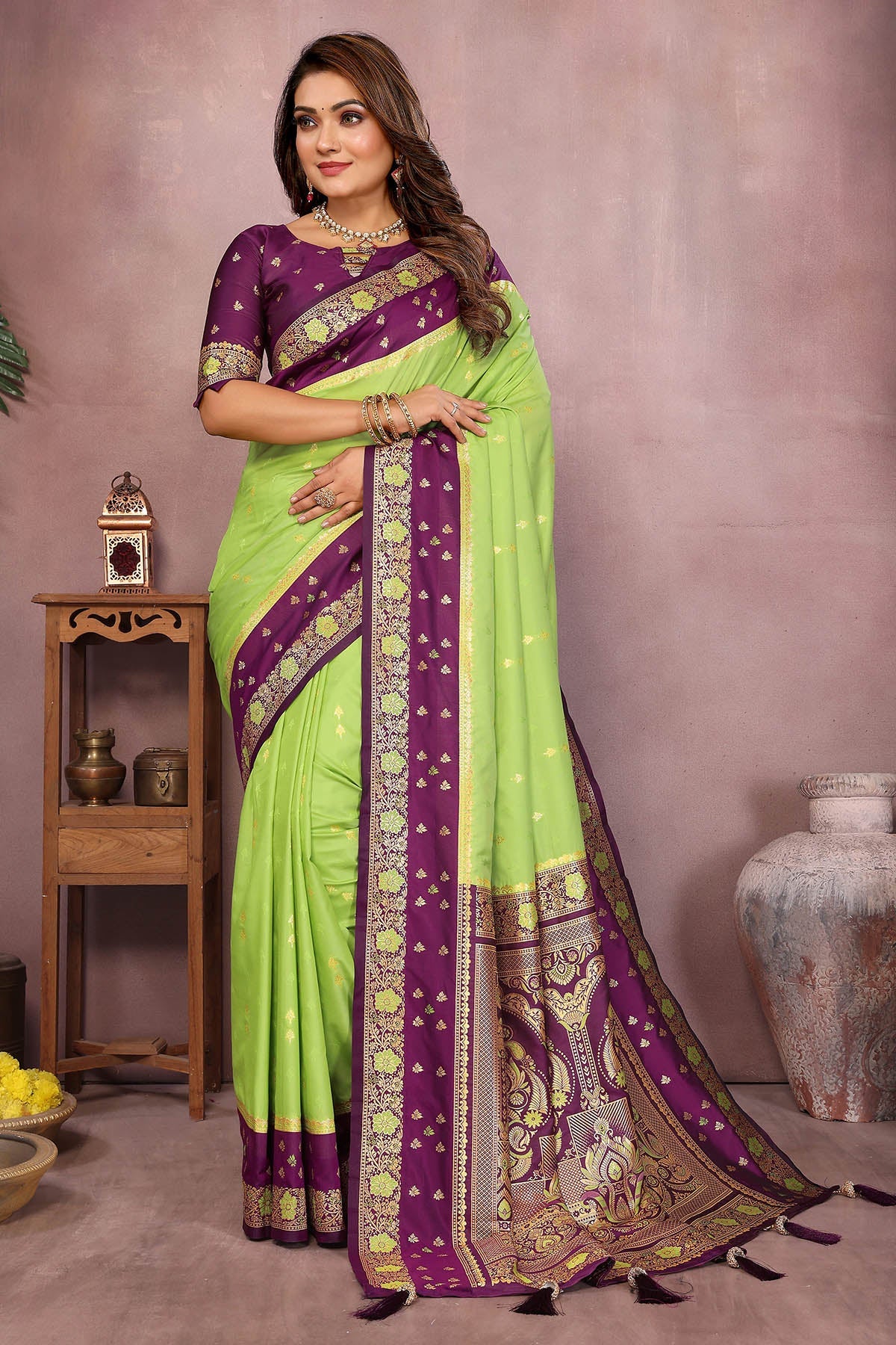 Buy Green Kalamkari Silk Zari Saree for women by Aastha Fashion online available at scrollnshops