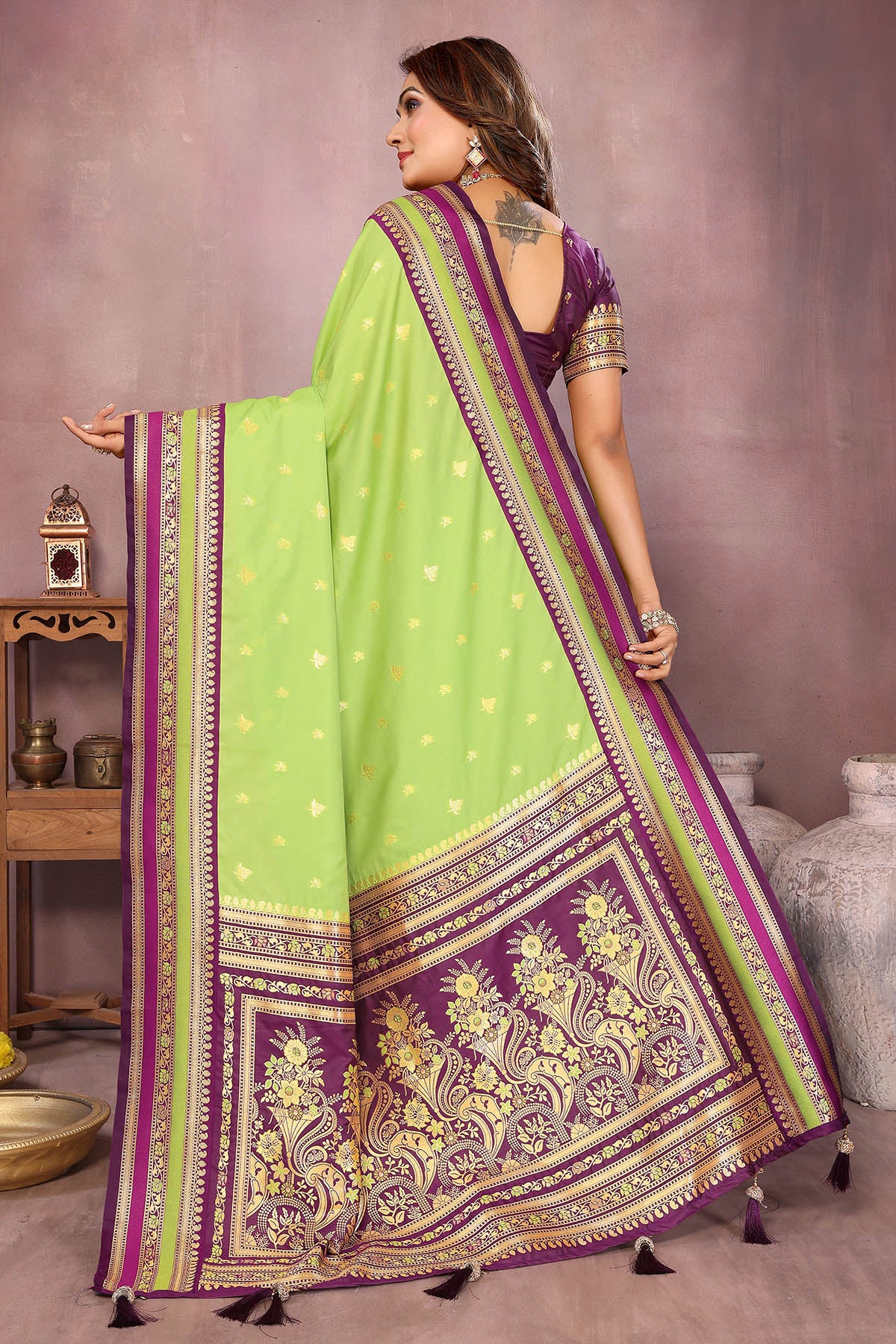 Green Kalamkari Weaving Saree