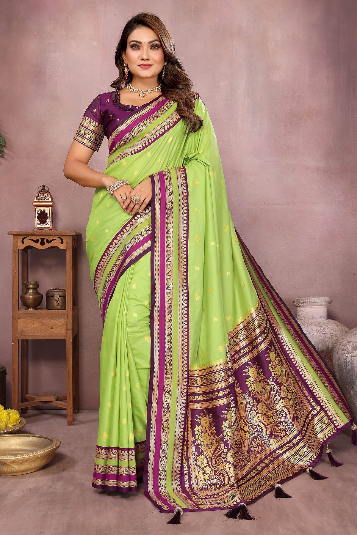 Buy Green Kalamkari Weaving Saree for women by Aastha Fashion online available at scrollnshops