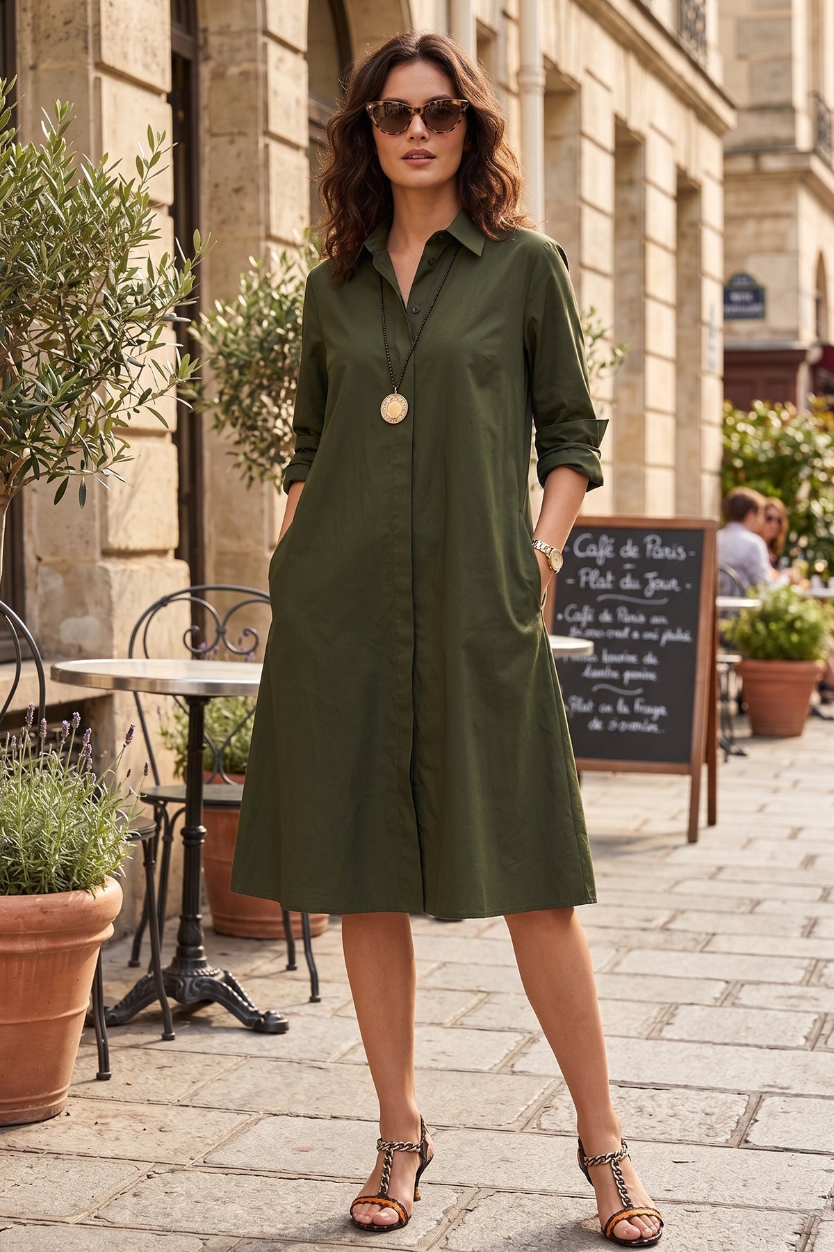 Buy Green Knee Length Shirt Dress for women by Sneha B online available at scrollnshops