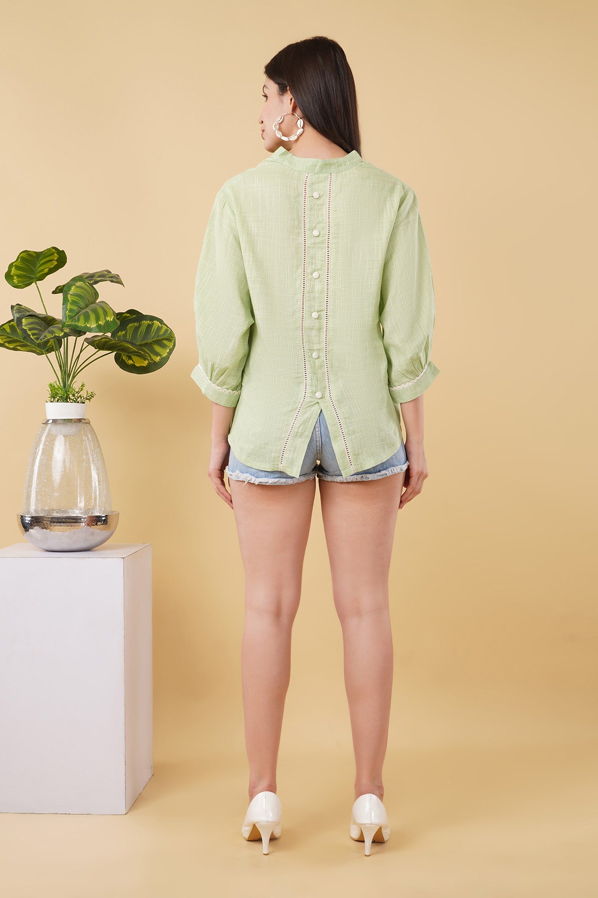 Green Lace Handloom Cotton Top